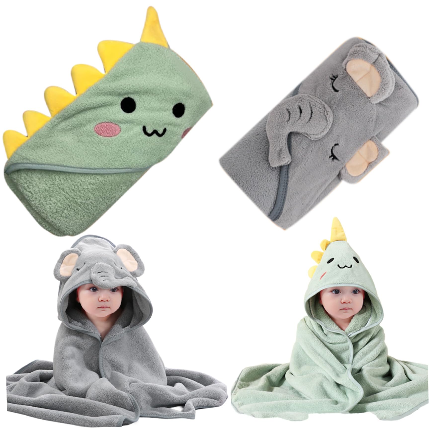 Soft & Absorbent Hooded Baby Towels 2Pcs - 32x32