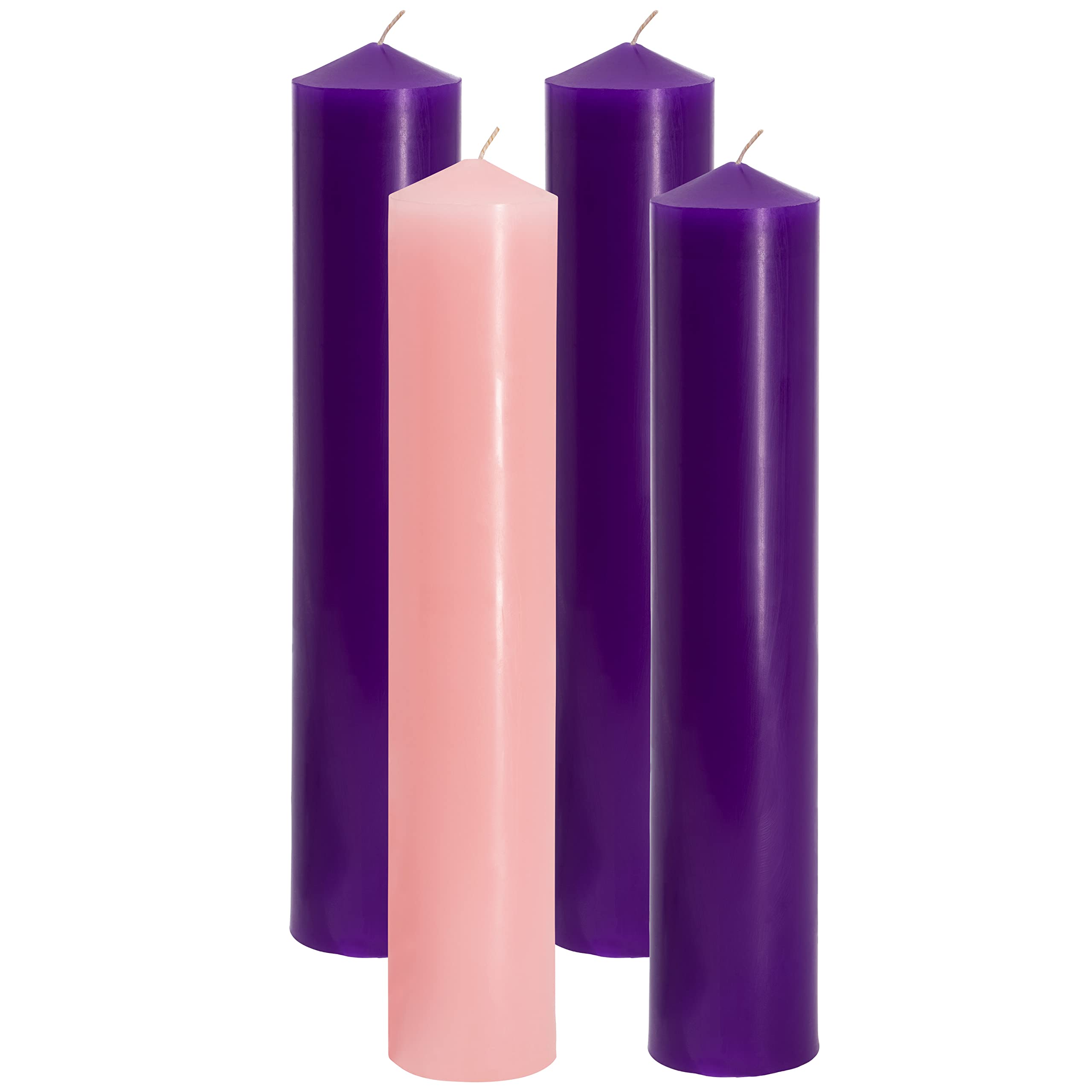 Premium Advent Candle Set - Extra-Large 3X17 Inch Dripless Pillar Candles with Wreath Ring Holder - Christmas Decor, Holiday Centerpiece, Church & Home Celebration Candles