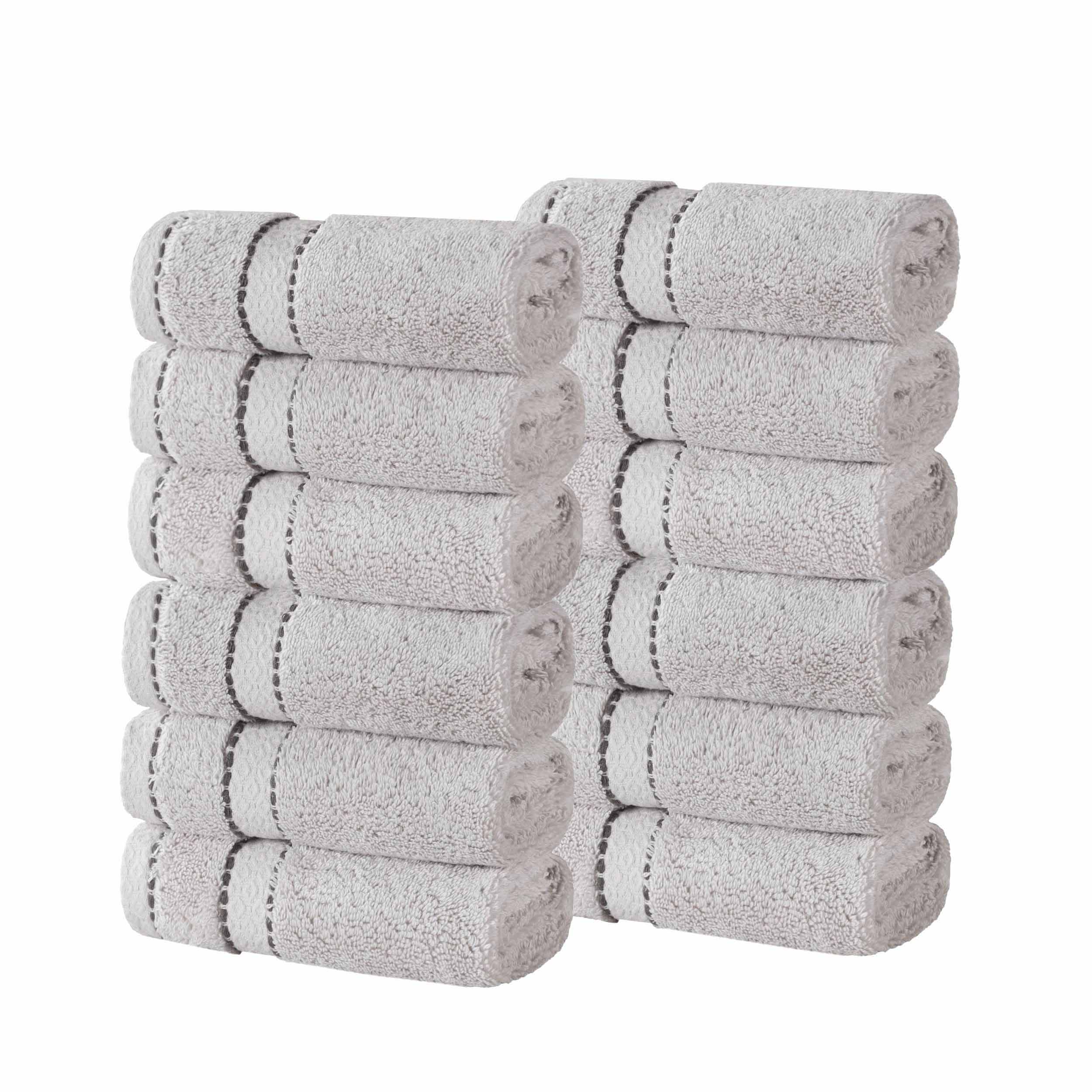 Premium Giza Cotton Dobby Face Towels - Set of 12 | Ultra Absorbent & Soft Egyptian Cotton | Perfect for Spa, Gym, Travel & Daily Skincare Routine