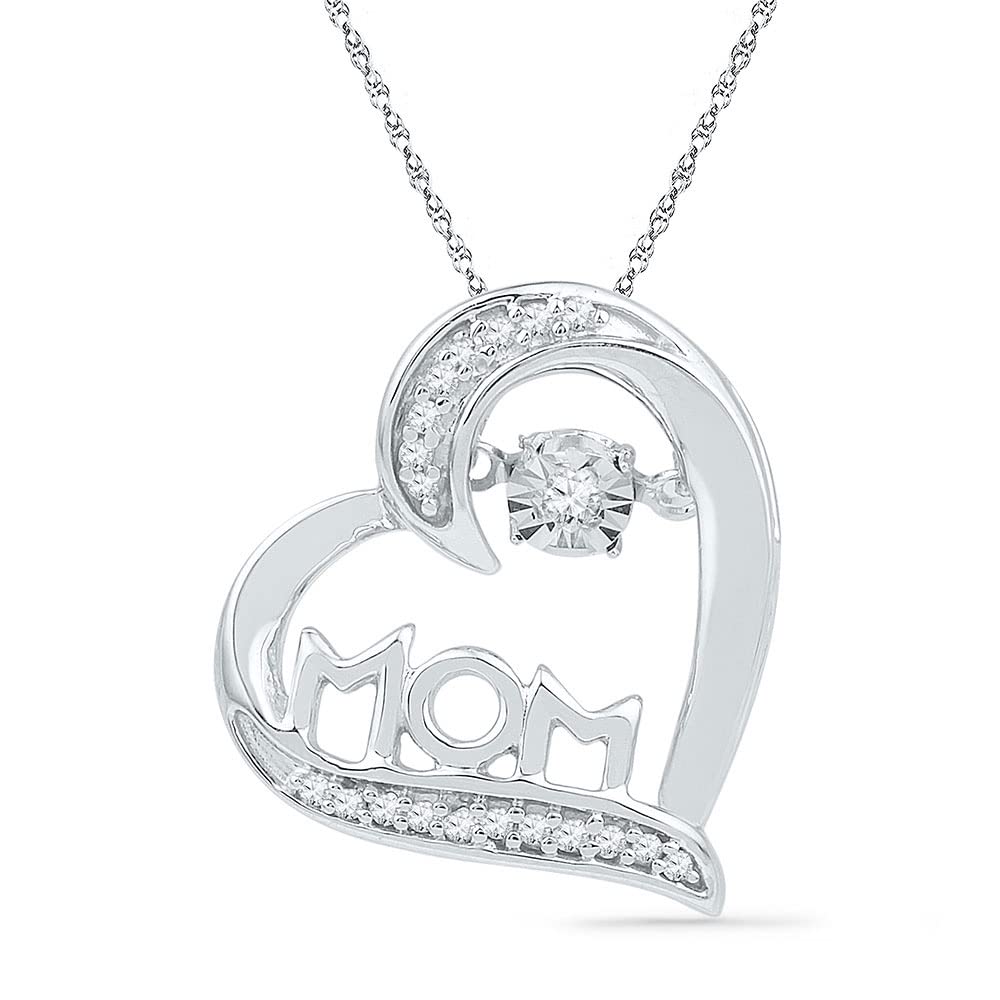 10K White Gold Women's Round Diamond Heart Pendant Necklace - 1/10 CTTW - Perfect Gift for Mom, Wife, or Girlfriend - Ideal for Birthdays, Anniversaries, and Valentine's Day