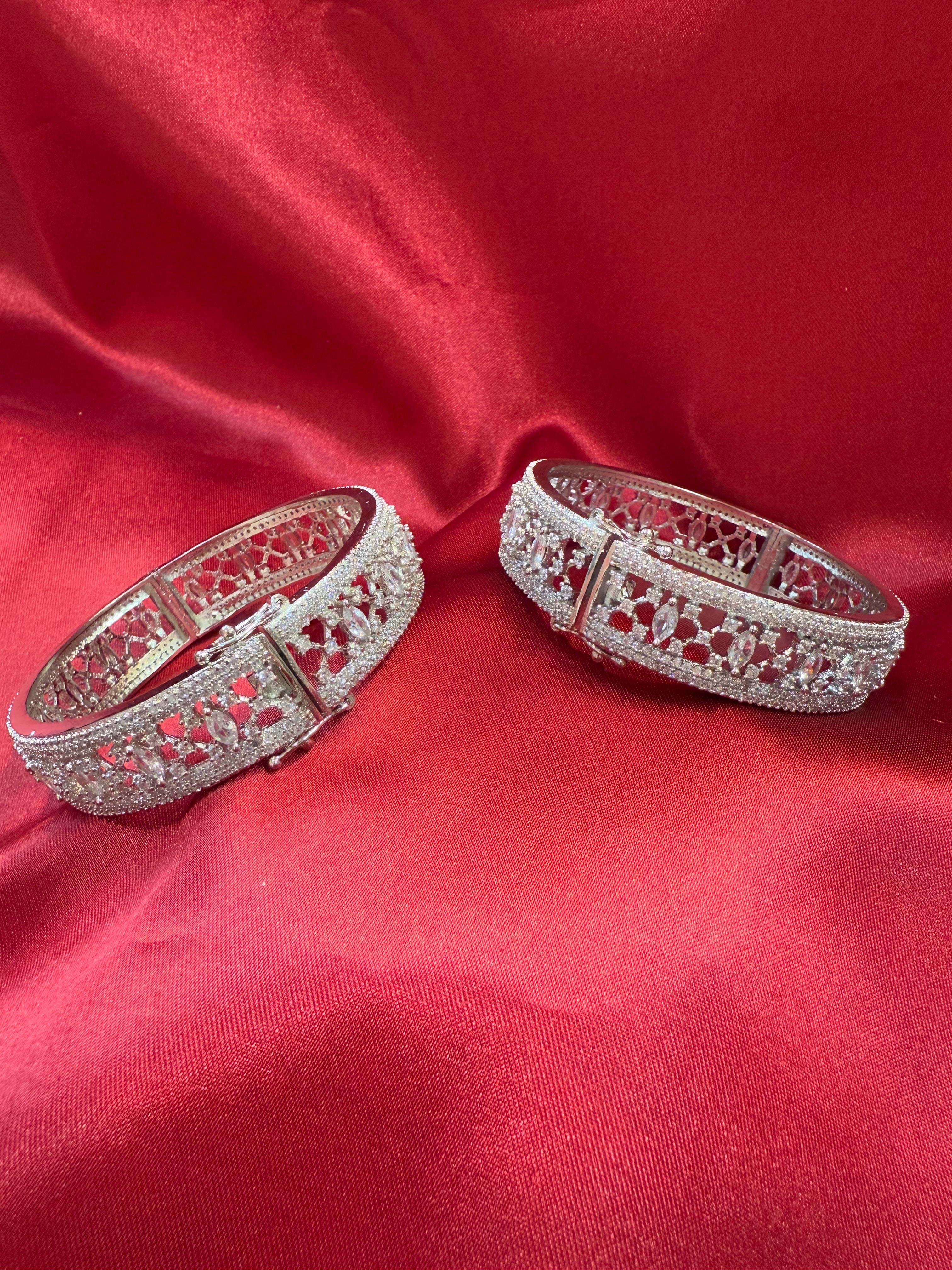 Stunning White American Diamond Bangle Set for Women - Elegant Jewelry for Parties, Weddings & Special Occasions