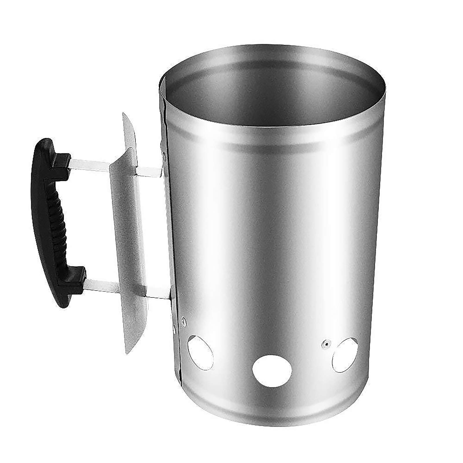 Fast & Safe BBQ Chimney Starter - Heavy Duty Charcoal Lighter with Heat-Resistant Nylon Handle (Silver & Black) | Perfect for Grilling, Camping, Tailgating & Outdoor Cooking