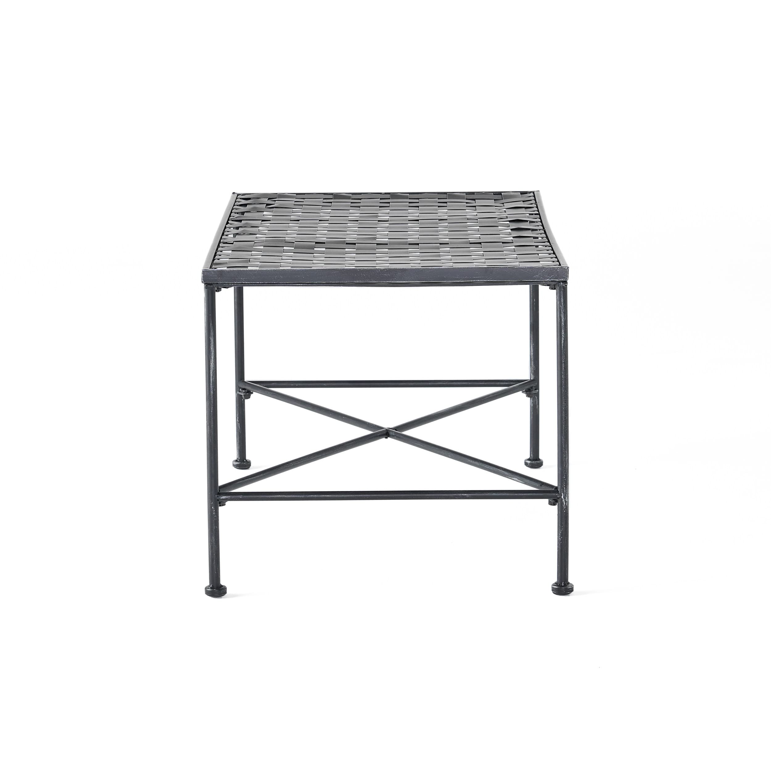 Christopher Knight Home Petra Iron Coffee Table, Black Brush Silver - Modern Living Room Centerpiece for Small Spaces & Apartments