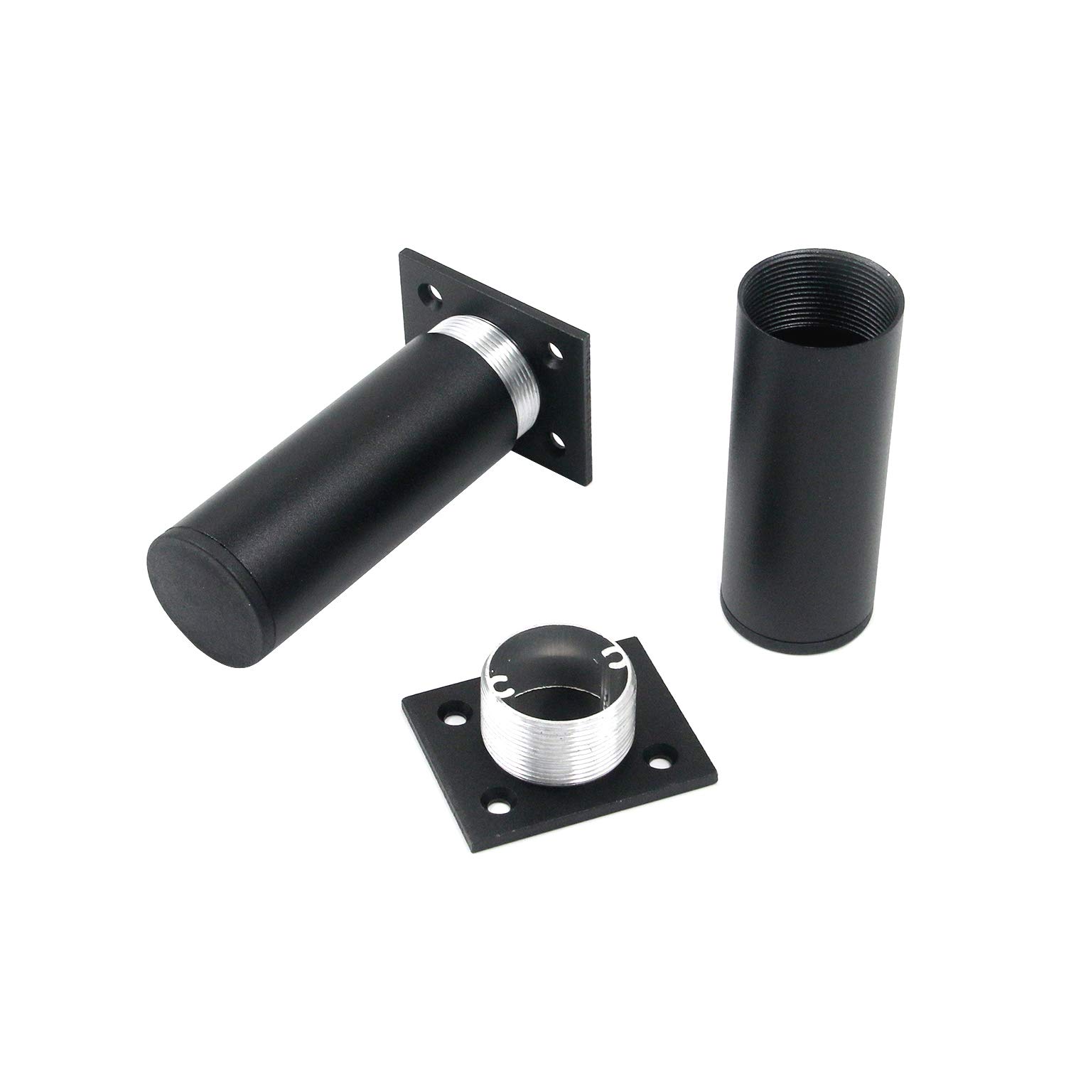 4 Inch Adjustable Furniture Legs - Set of 4 Black Table/Desk Feet for Home Office, Kitchen Cabinets & DIY Furniture Projects