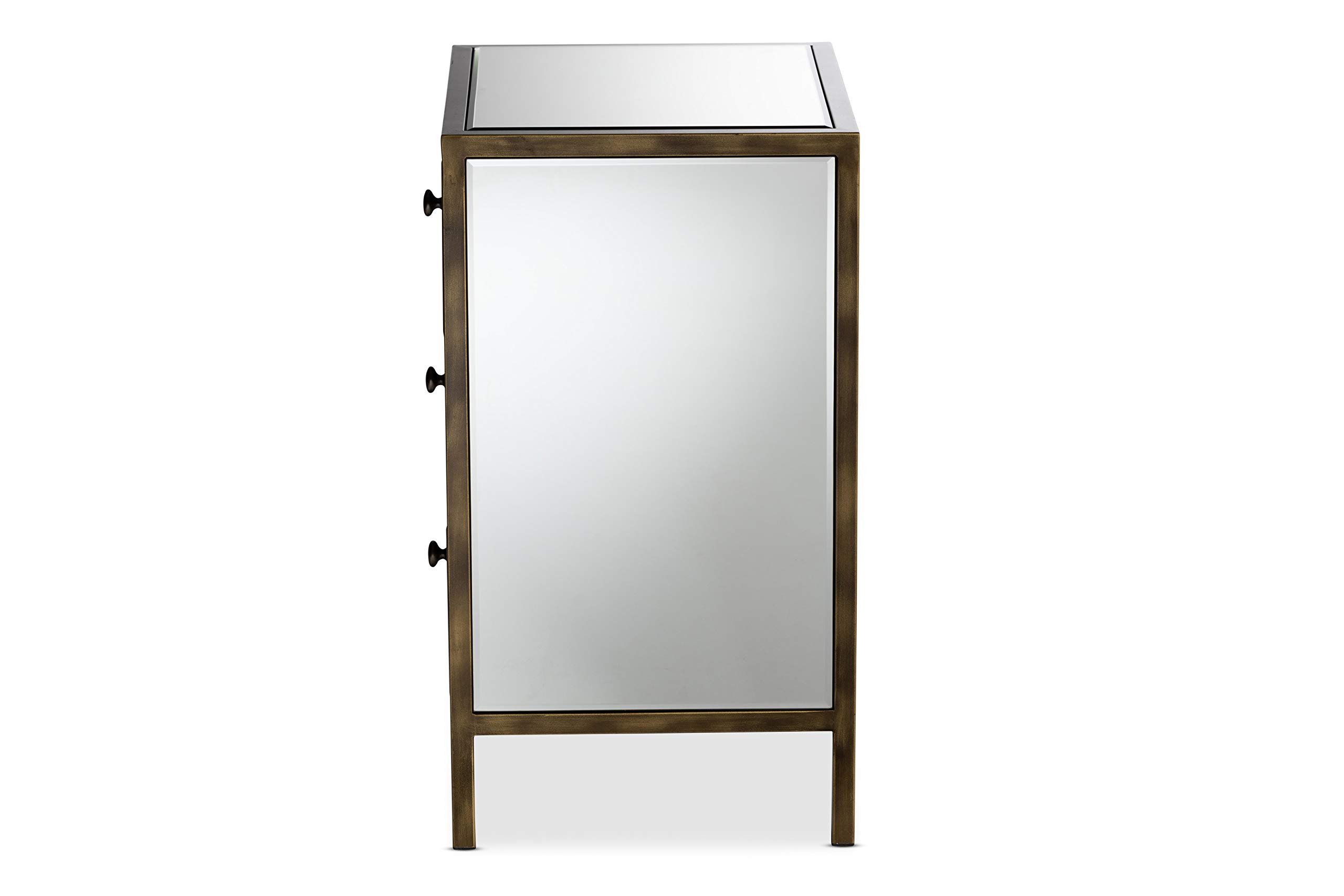 Baxton Studio Modern Nightstand with Drawer - Silver Finish Bedside Table for Bedroom, Living Room & Guest Room Furniture