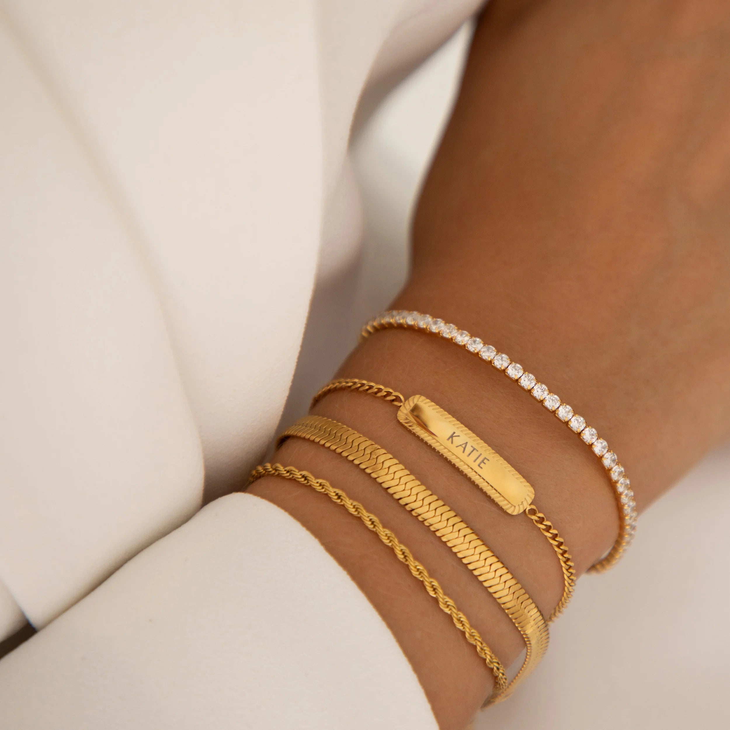 Gold Tennis Chain Bracelet & Crystal Pearl Hoop Earrings Set for Women - Elegant Jewelry Gift for Party, Wedding & Special Occasions