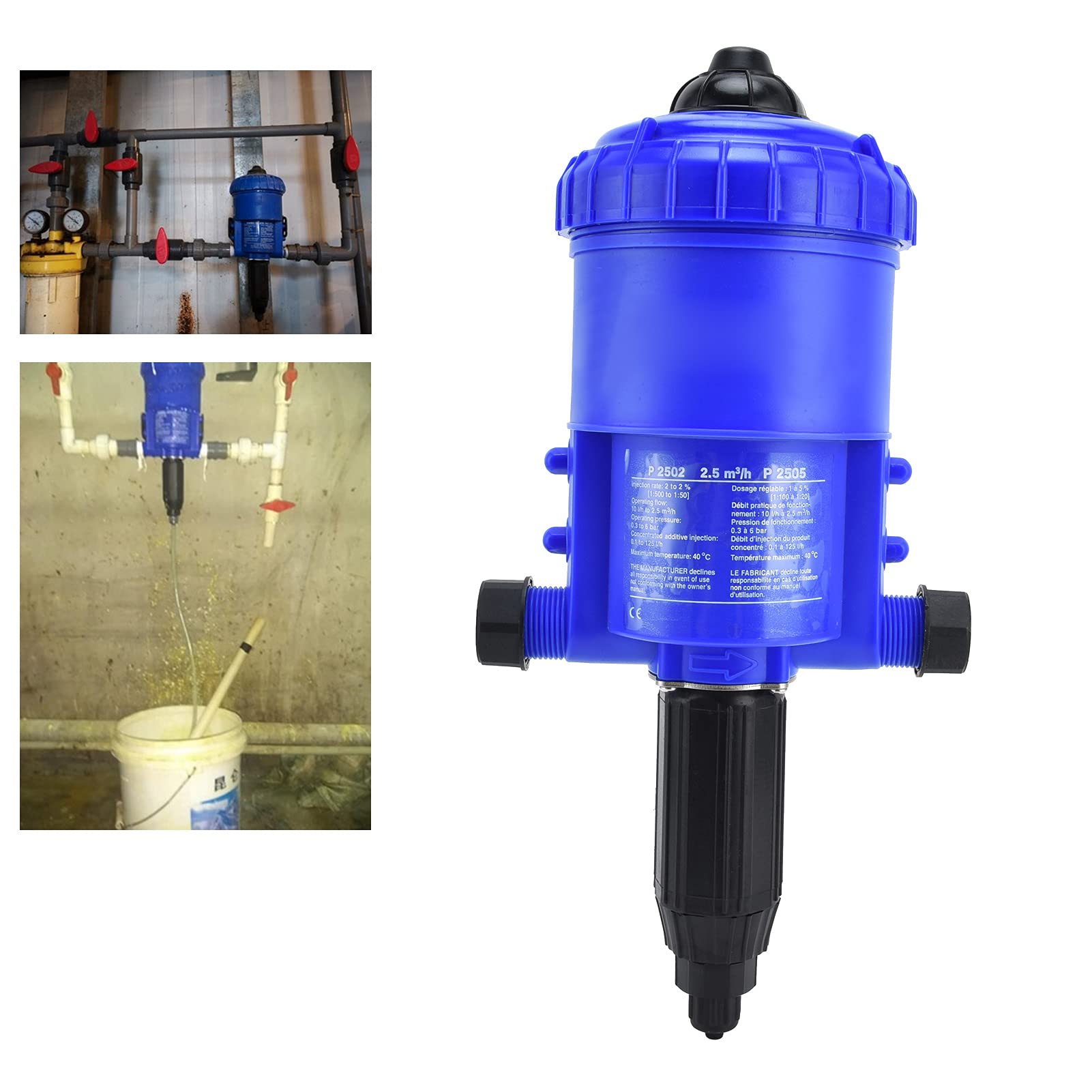Leapiture G3/4 to G1 Male Thread Fertilizer Proportioner - Adjustable Liquid Doser Dispenser (0.2-2%) - Precision Dosing Pump for Hydroponics, Agriculture & Garden Fertilizer Mixing - Ideal for Greenhouse, Farm & Irrigation Systems