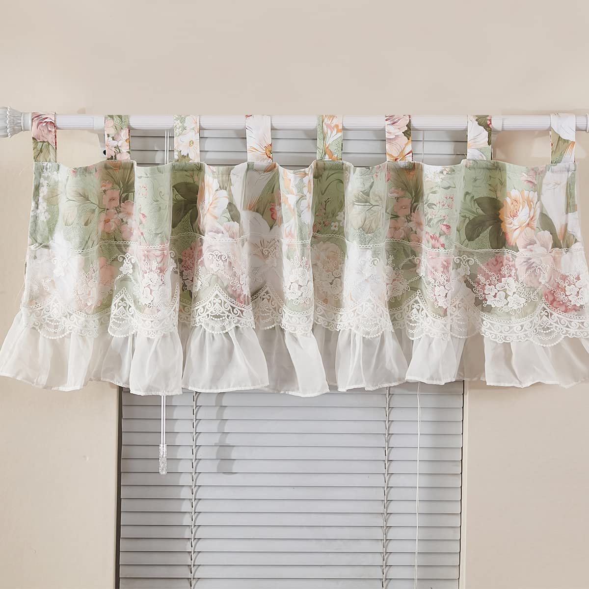 Brandream Cotton Window Valance - Baby Nursery & Living Room Decor in Rose Lace Design