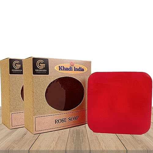 Khadi Rose Handmade Soap 150g (Pack of 2) - Natural Glowing Skin & Dark Spot Remover for Face & Body | Organic Moisturizing Soap for Dry Skin, Perfect for Daily Skincare Routine & Spa Treatments