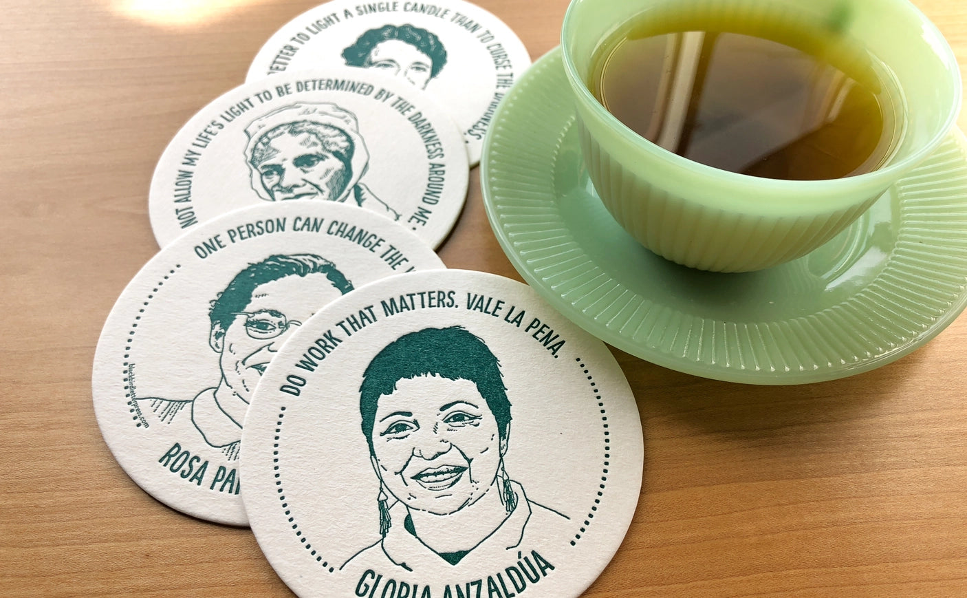 Inspiring Women Coasters Set of 6 - Motivational Quote Drink Coasters for Coffee Table - Perfect Gift for Women, Office Decor, Housewarming