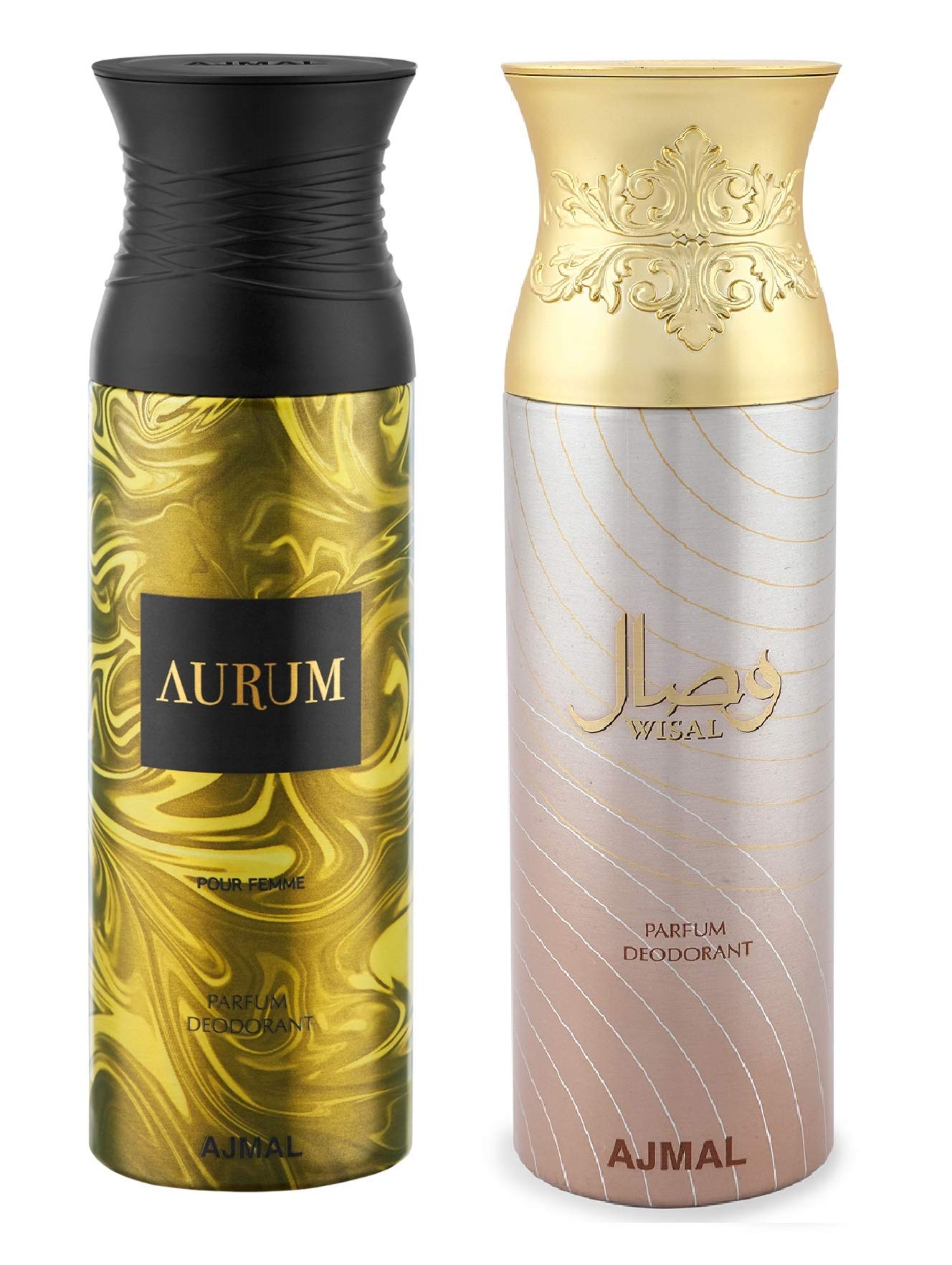 Ajmal Aurum Femme & Wisal Deodorant Spray Gift Set for Women - 2 Pack (200ml Each) | Long-Lasting Fragrance, Perfect for Daily Use, Office, and Special Occasions