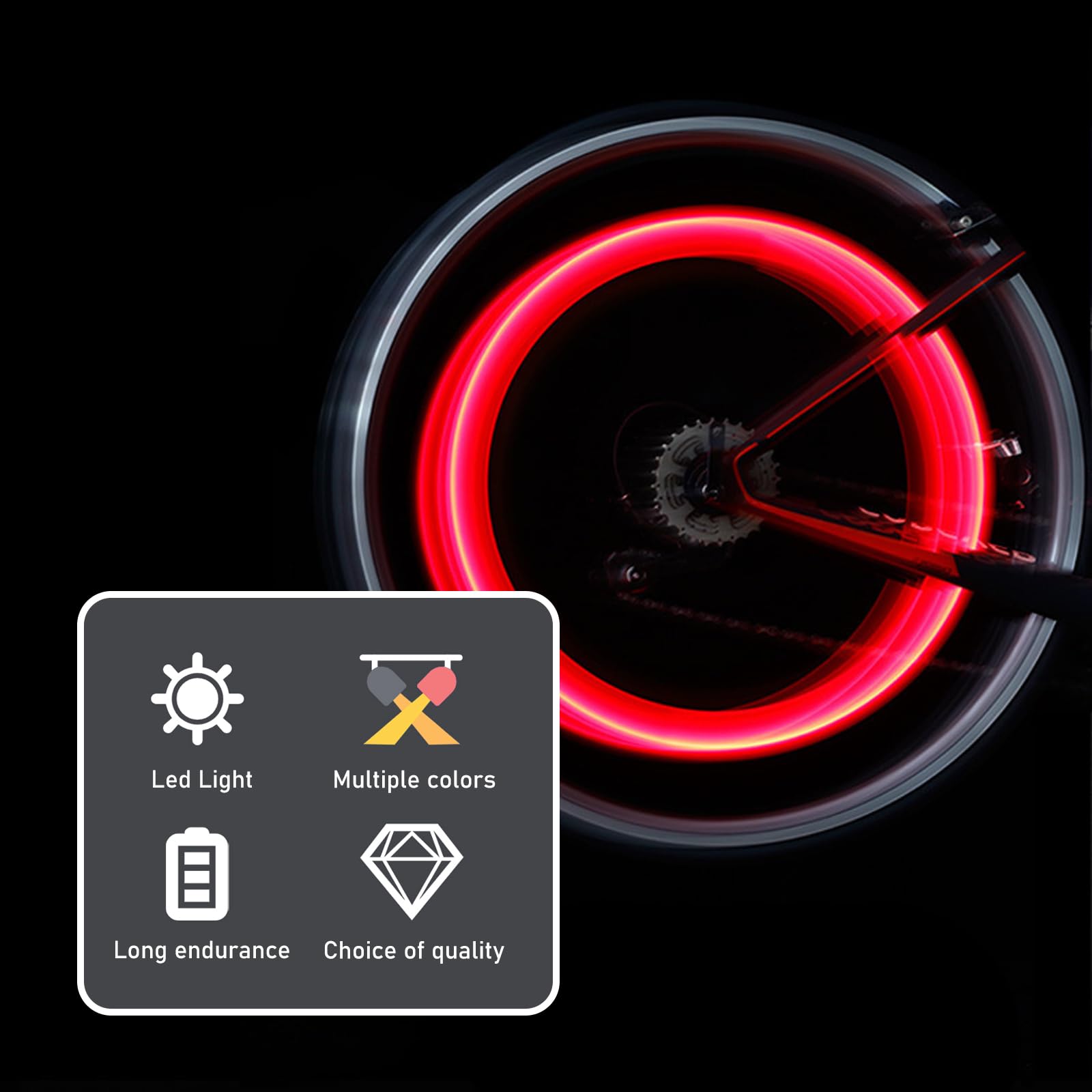 4 PCS Universal Waterproof LED Wheel Tire Valve Stem Cap Lights - Cool DIY Motorcycle Reflector Lights for Cars, Trucks, SUVs & Bikes (Red) - Enhance Night Visibility & Safety for Road Trips & Commuting
