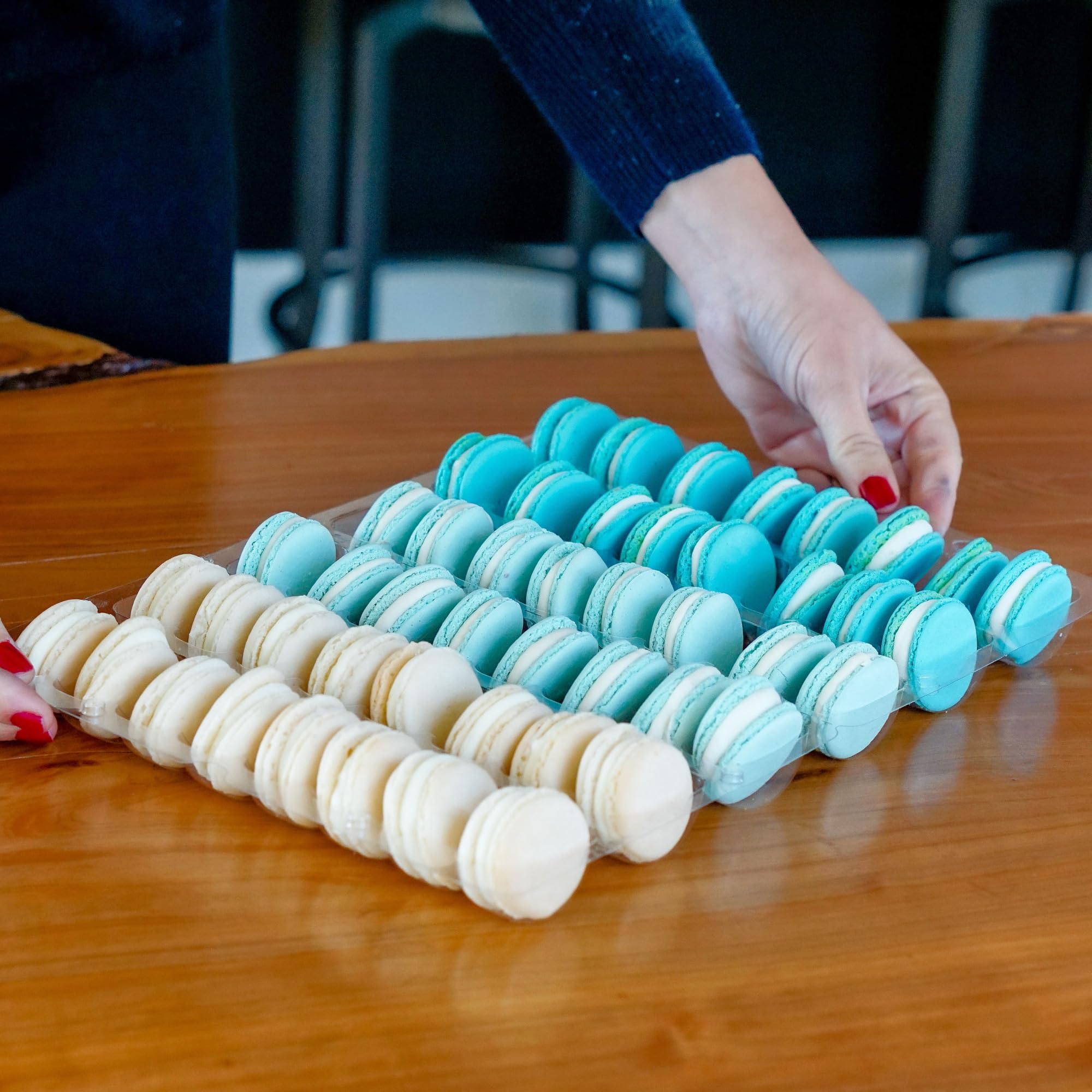 Blue Macarons Assortment - French Gluten-Free Cookies Handmade by Chefs - Perfect for Baby Showers & 'It's a Boy' Celebrations - 48pc Assorted Blue Theme Macarons | Ideal for Parties, Gifts & Special Occasions