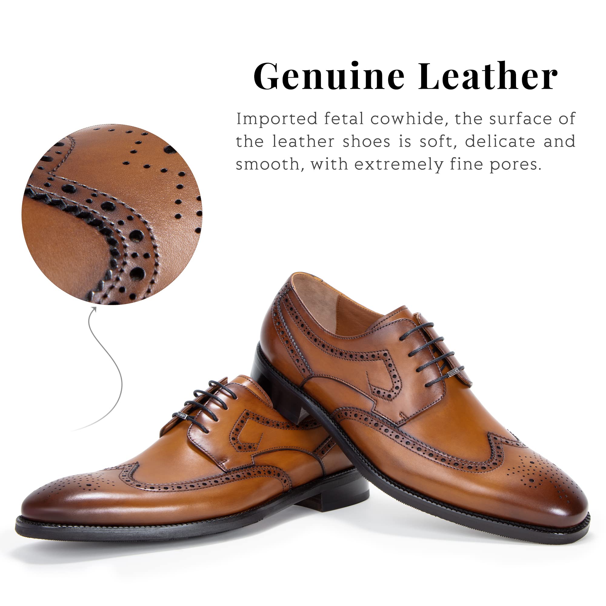 Premium Genuine Leather Men's Dress Shoes - Classic Formal Business Oxfords for Office, Weddings & Special Occasions