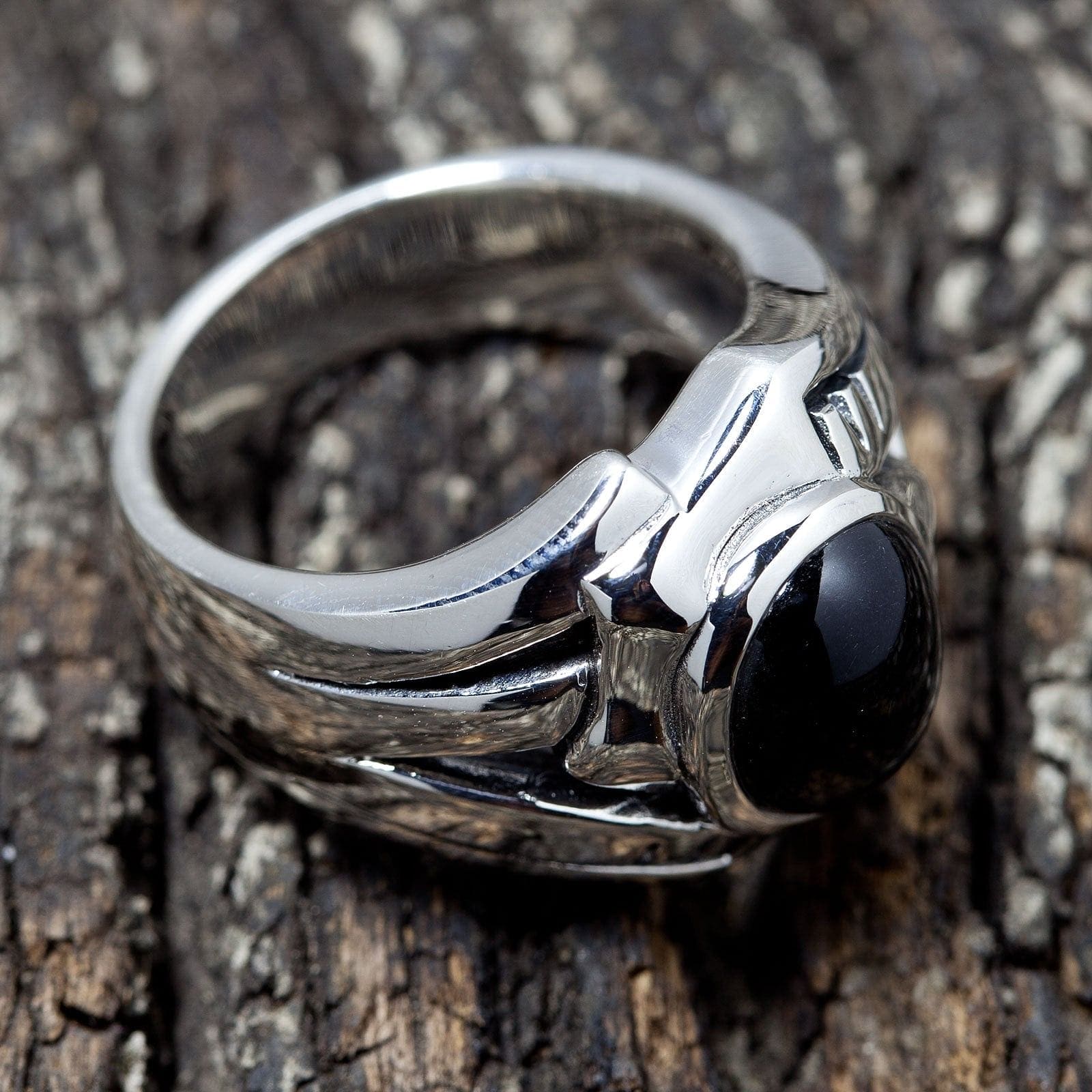 Black Onyx Sterling Silver Rocker Ring for Men - Gothic Jewelry, Punk Style, Biker Accessory - Perfect for Concerts, Parties, and Everyday Wear