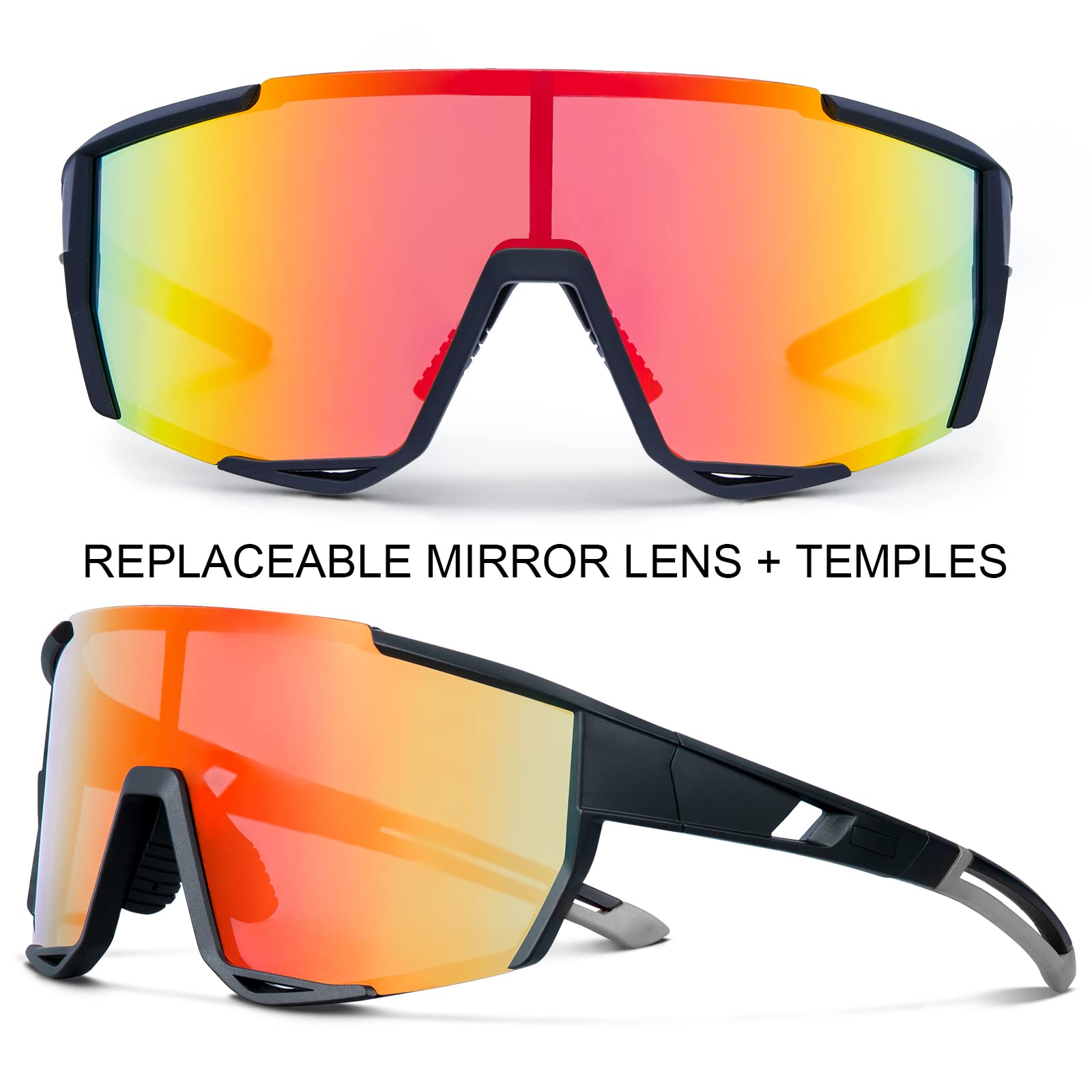 Polarized Sports Sunglasses for Men & Women - UV Protection Cycling Glasses with 5 Interchangeable Lenses - Lightweight Baseball Sunglasses for Fishing, Running, Hiking & Outdoor Activities