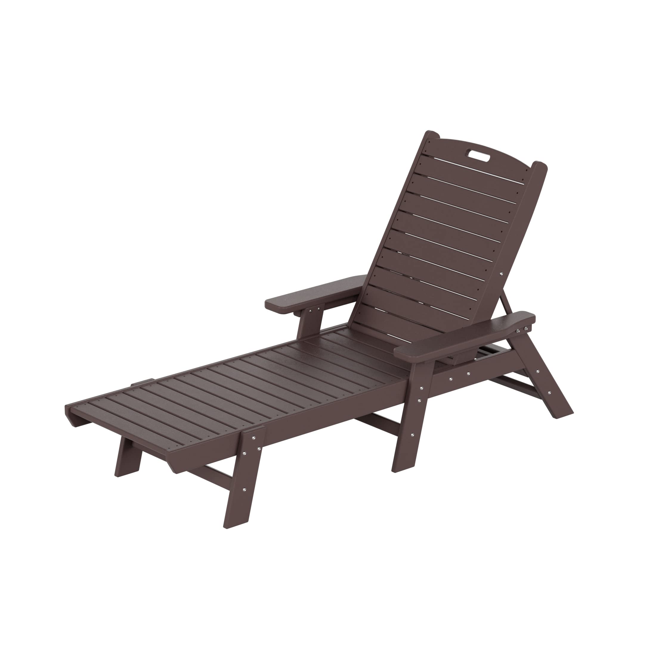 Premium HDPE Adirondack Reclining Chaise Lounge - Durable Poly Lumber Outdoor Chair with Armrests | UV & Weather Resistant for Patio, Backyard, Beach, Poolside | Perfect for Relaxing, Sunbathing & Outdoor Entertaining (Dark Brown)