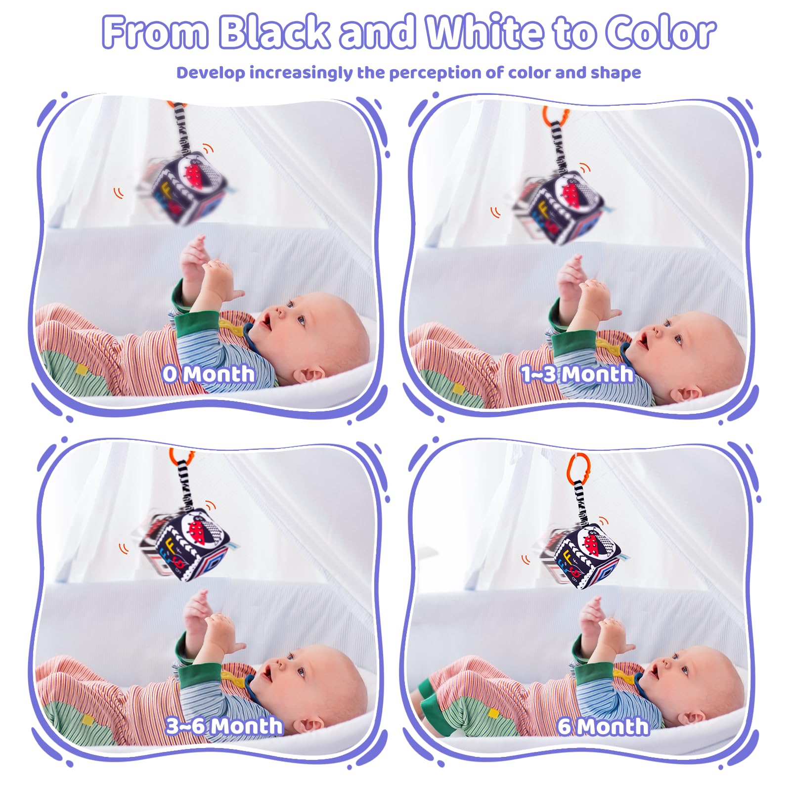 High Contrast Black and White Baby Toys for Newborns 0-12 Months - Montessori Sensory Toys for Brain Development & Tummy Time - Perfect Visual Stimulation Gift for Infants 3-6 Months (Ideal for Nursery, Daycare & Early Learning Playtime)