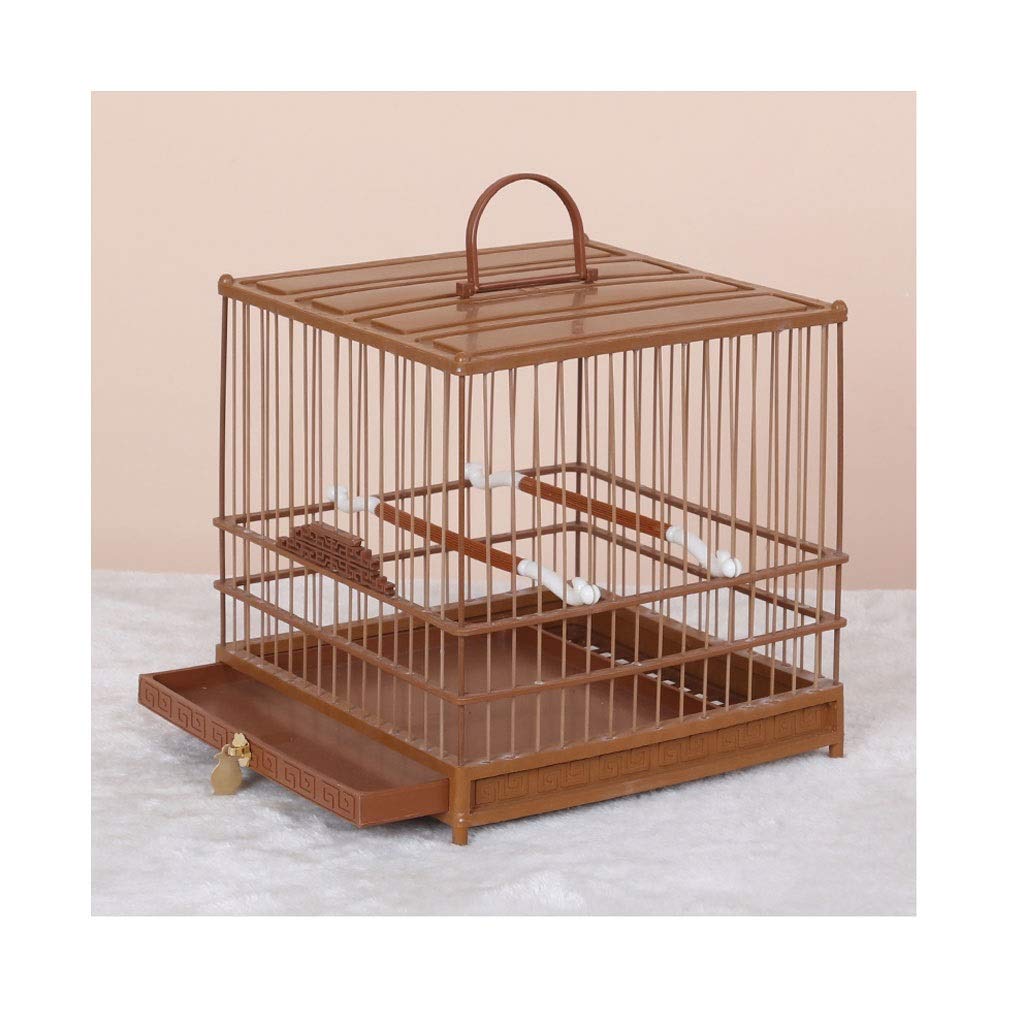 Premium Plastic Bird Cage - Square Design with Gold Silk Pearl Finish, Portable Small Parrot Cage for Travel & Home Use | Bulk Options Available (Color: B) | Perfect for Parakeets, Canaries & Small Birds - Indoor & Outdoor Bird House