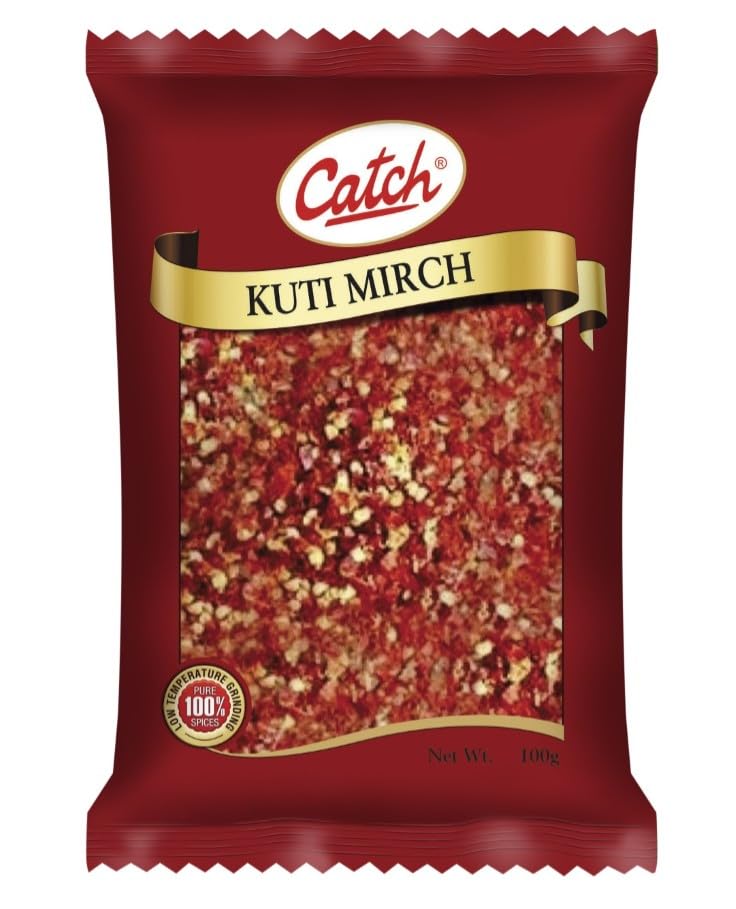 Premium Catch Kuti Mirch Powder 100g - Authentic Indian Chili Spice for Cooking, Curry & BBQ - Hot & Flavorful Seasoning for Meat, Vegetables & Rice Dishes