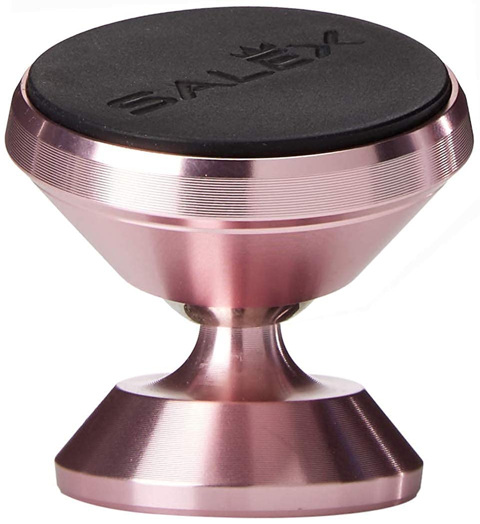 SALEX Magnetic Car Phone Holder - Rose Gold with 4 Adorable Pink Metal Plates | Universal Smartphone Mount for iPhone, Samsung, Google Pixel | Perfect for Driving, Commuting & Road Trips