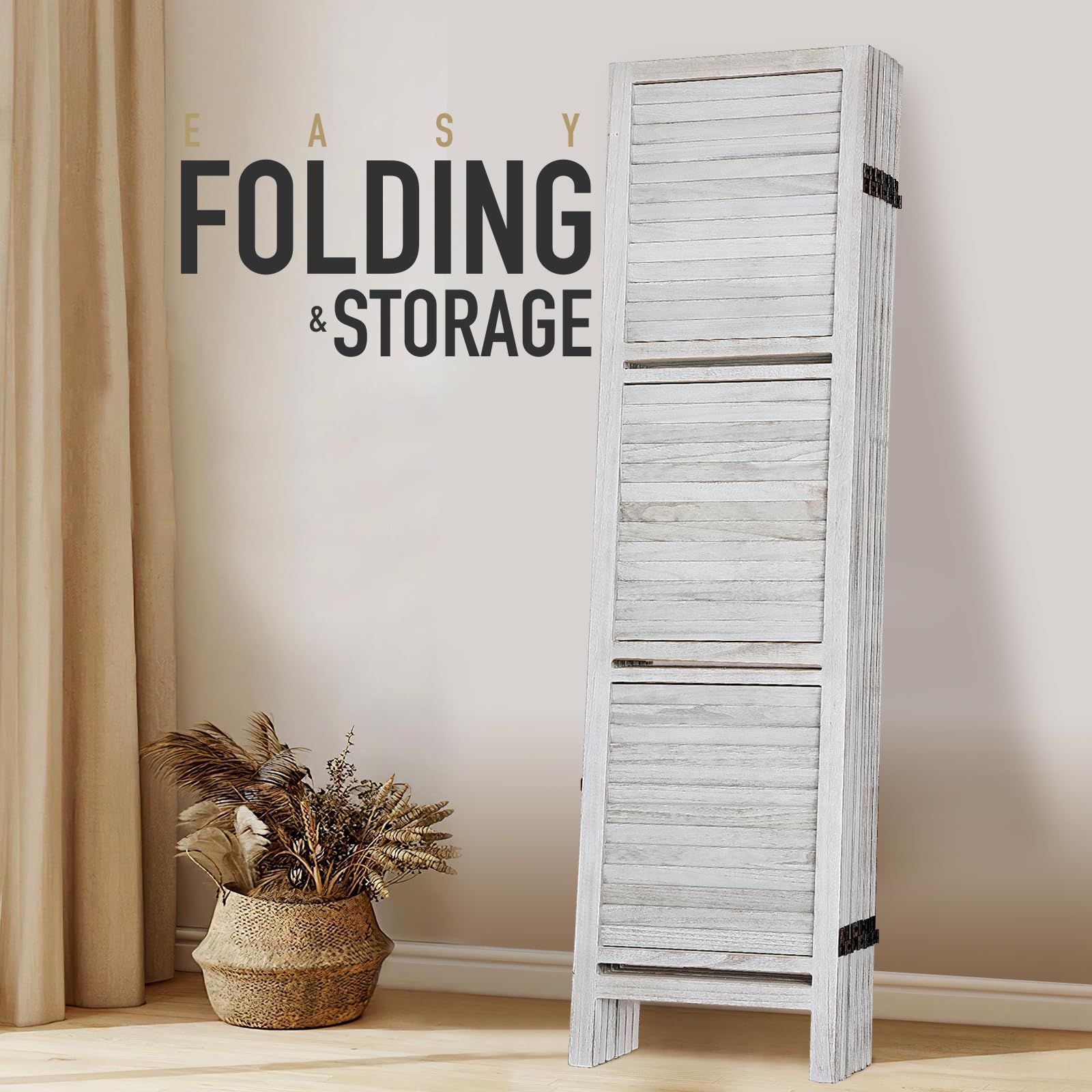 5.6 Ft Tall Wood Room Divider with Shelves - Folding Privacy Screen & Partition Panel for Home, Office, or Studio (6-Panel, Coconut) - Perfect for Creating Private Spaces, Room Separation, and Stylish Storage Solutions