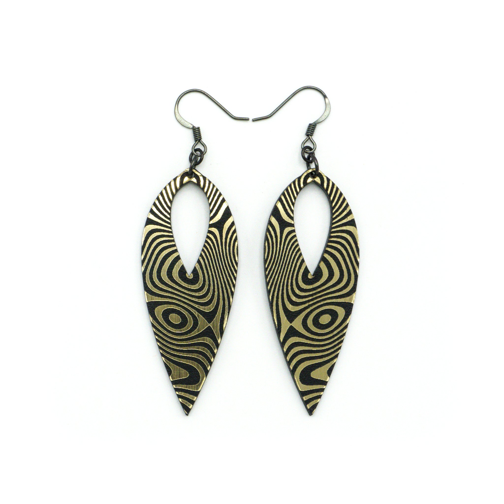 Nativas Acrylic Earrings - Brushed Gold & Black Hoop Earrings for Women | Trendy Fashion Accessories for Parties, Work & Everyday Wear