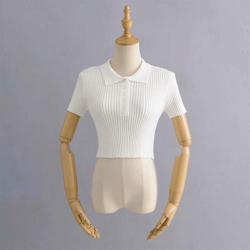 TWDYC Vintage High Waist Short Sleeve Knitted Crop Top for Women | Casual Streetwear Basic Tee | Perfect for Summer Outfits, Music Festivals & Everyday Wear (Color: C, Size: M)