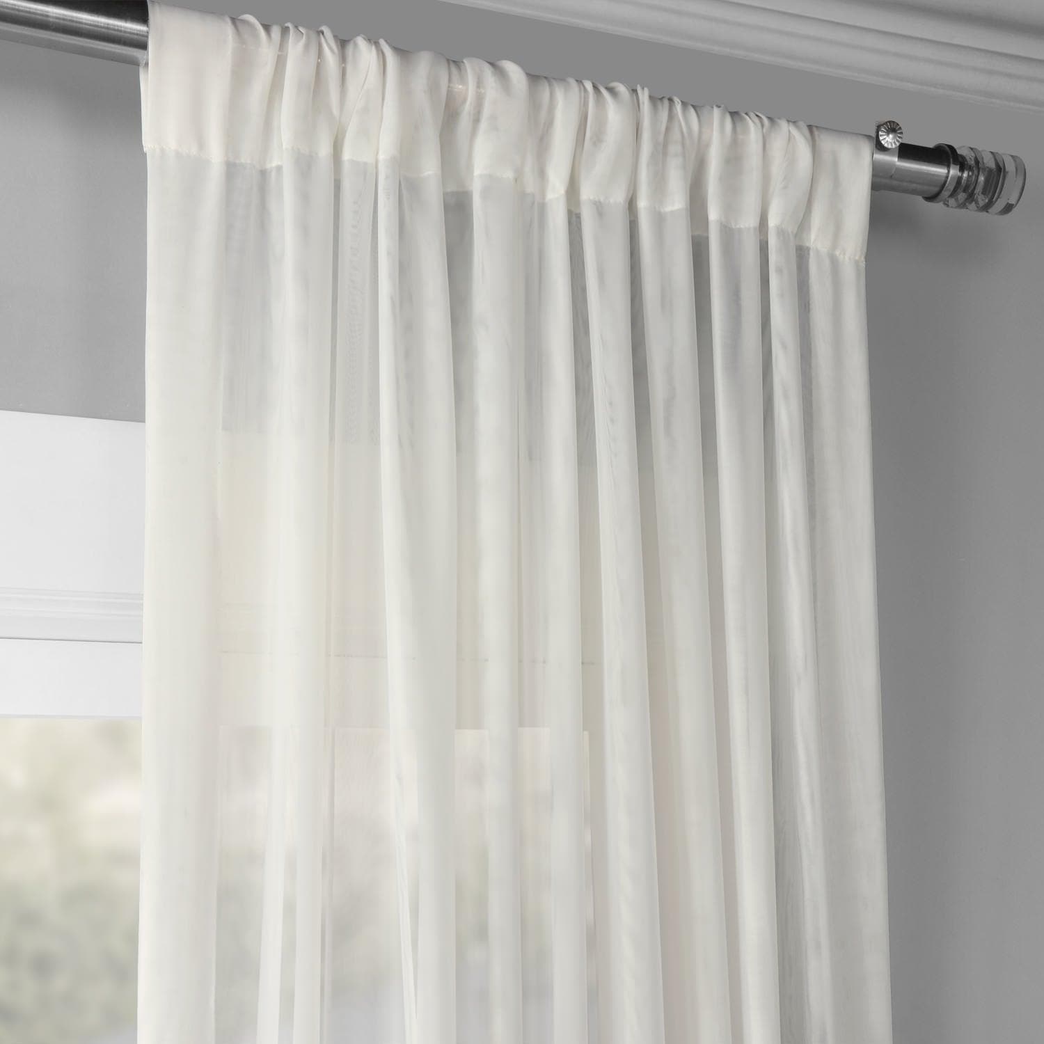Double Layered Off White Sheer Curtains for Living Room & Bedroom - Light Filtering Window Drapes for Privacy & Style