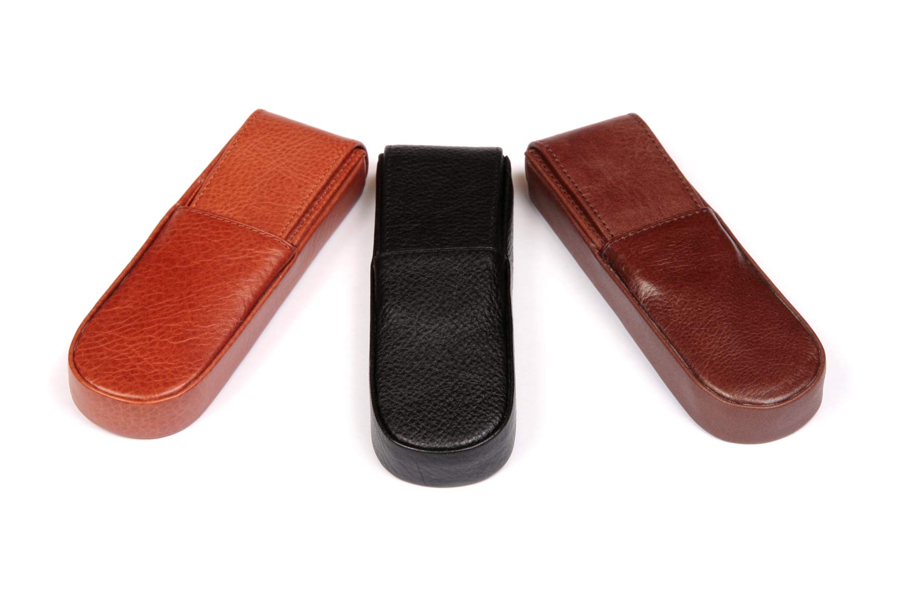 Premium Brown Double Round Leather Pen Box - Elegant Gift for Writers & Professionals - Perfect for Office, Home Desk & Gifting