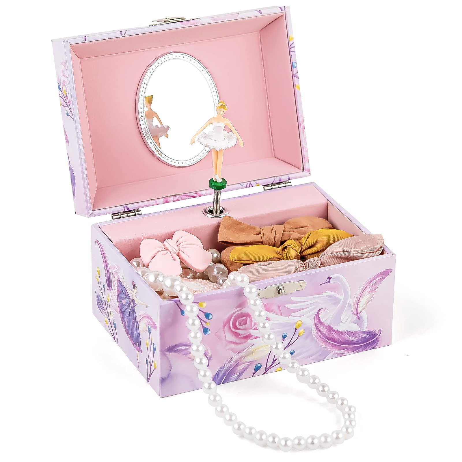 MS. WENNY Girls Musical Jewelry Box with Jewelry Set - Unicorn Music Box for Little Girls, Birthday & Christmas Gift - Perfect for Bedroom Decor, Dresser Organizer & Princess Themed Playtime