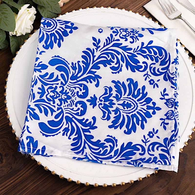 5 Pack 20x20 Inch Damask Flocking Napkins - Elegant Dinner Party, Wedding, and Holiday Table Decor