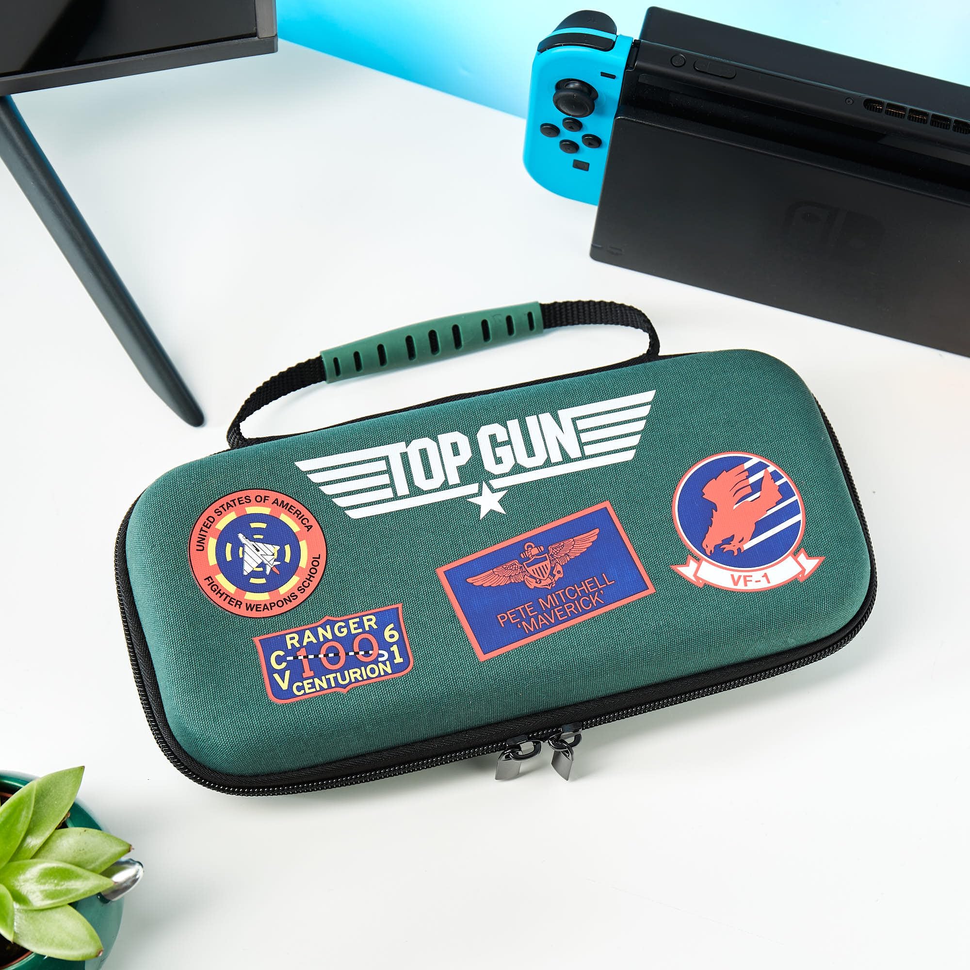 Numskull Official Top Gun Hard Shell Travel Case for Nintendo Switch & OLED Model 2021 - Protective Storage for Console, 10 Games & Accessories - Perfect for Travel, Commuting & Gaming On-The-Go