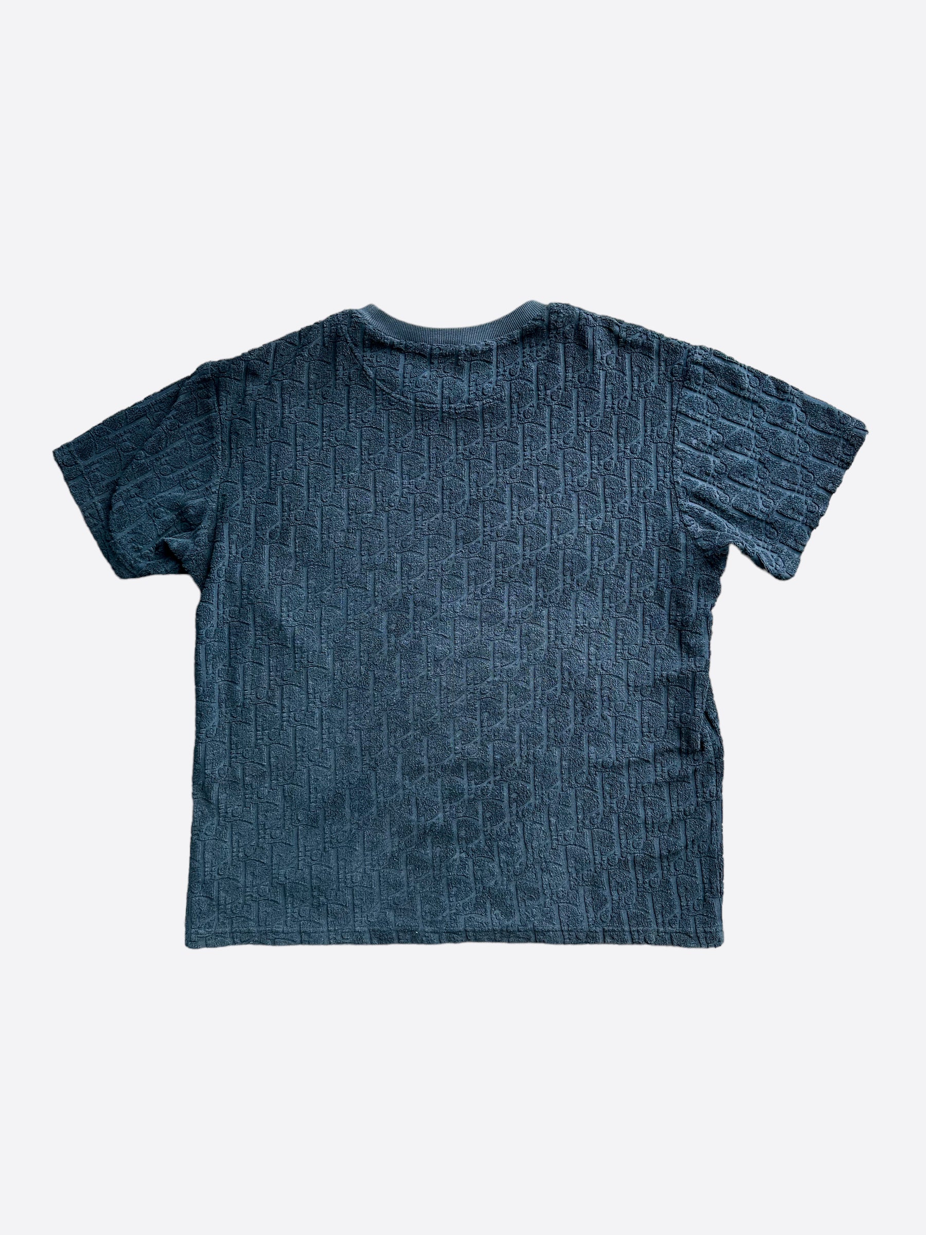 Dior Navy Oblique Logo Cotton T-Shirt for Men - Casual Luxury Tee for Streetwear & Summer Outfits
