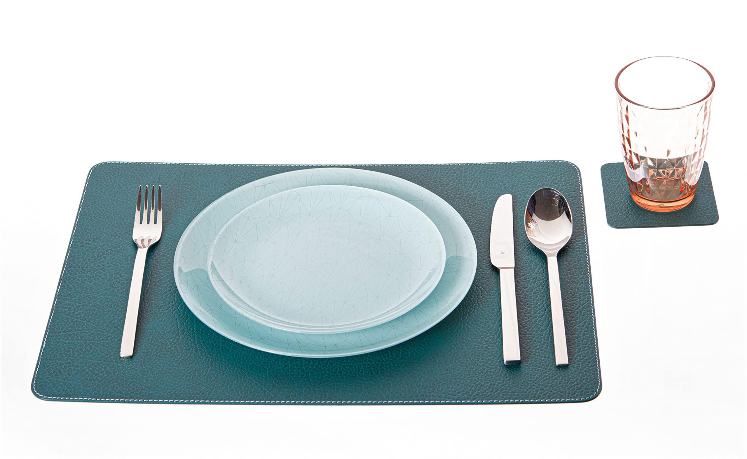 4-Piece Recycled Leather Placemat and Coaster Set - 18
