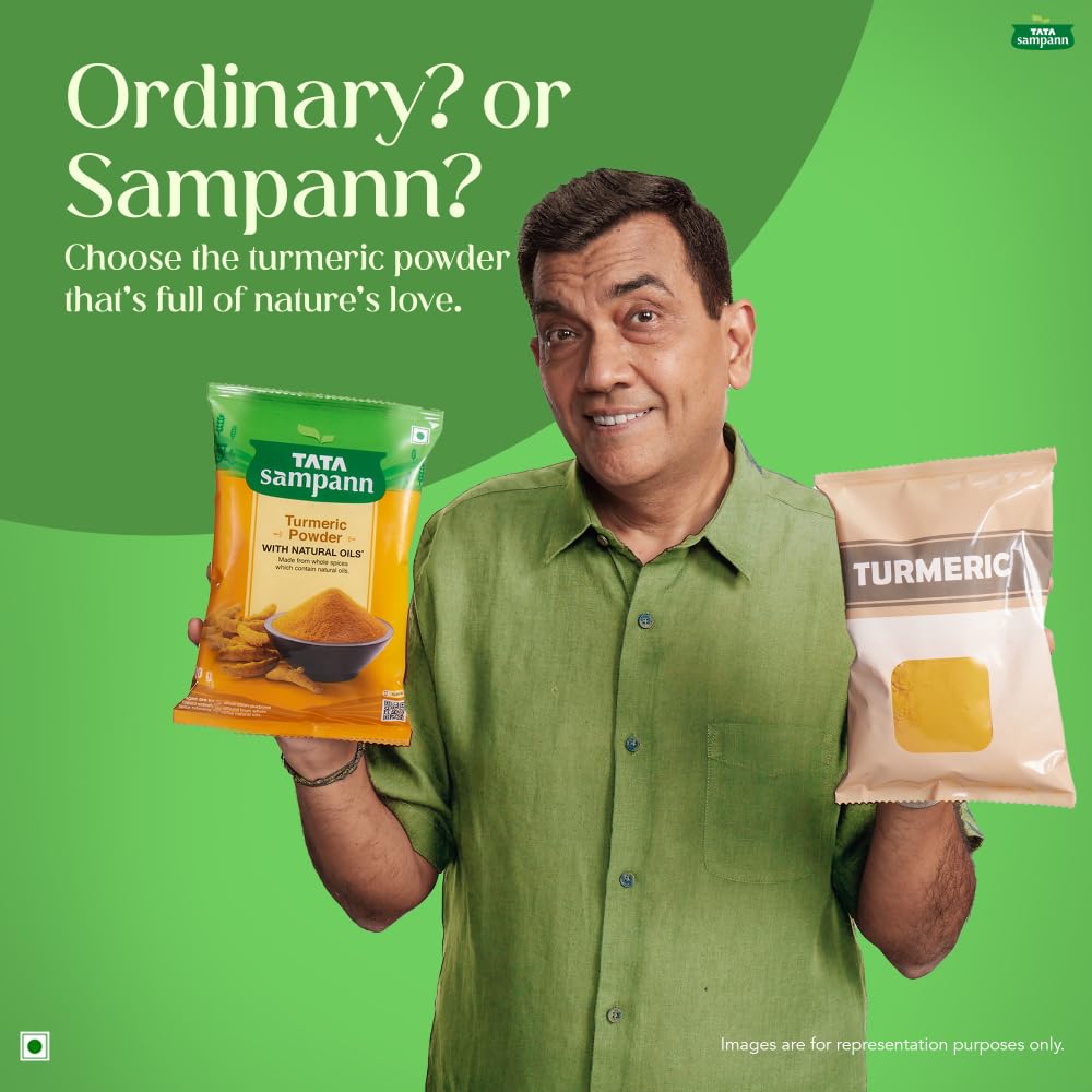 Tata Sampann Pure Turmeric Powder with Natural Oils | 500g Haldi Powder for Cooking, Golden Milk & Skin Care