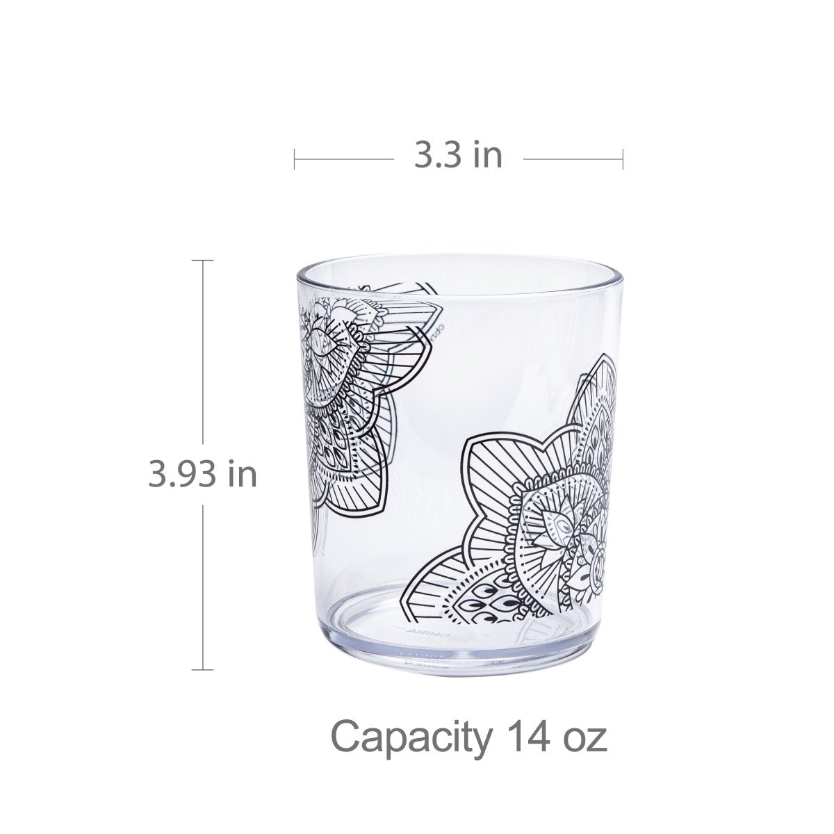 14oz La La Mandala Plastic Tumbler Set of 6 - BPA-Free Reusable Cups with Lids & Straws for Smoothies, Iced Coffee & Cold Drinks - Perfect for Home, Office & Outdoor Use