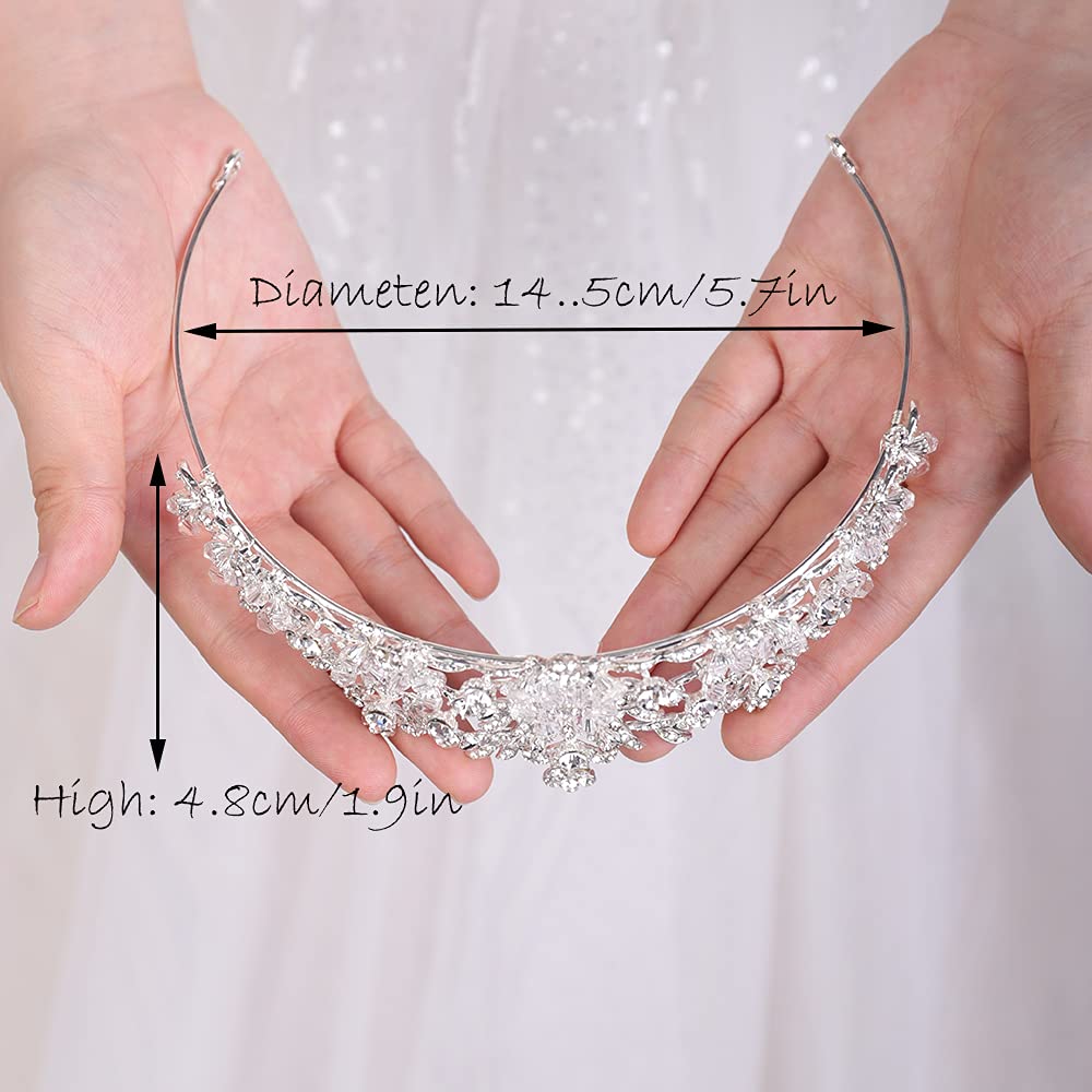 JWICOS Crystal Queen Tiara Crowns for Women and Girls - Elegant Rhinestone Bridal Headpiece, Birthday Party, Graduation, Prom, Pageant, Wedding Accessories - Perfect for Special Occasions & Photo Shoots