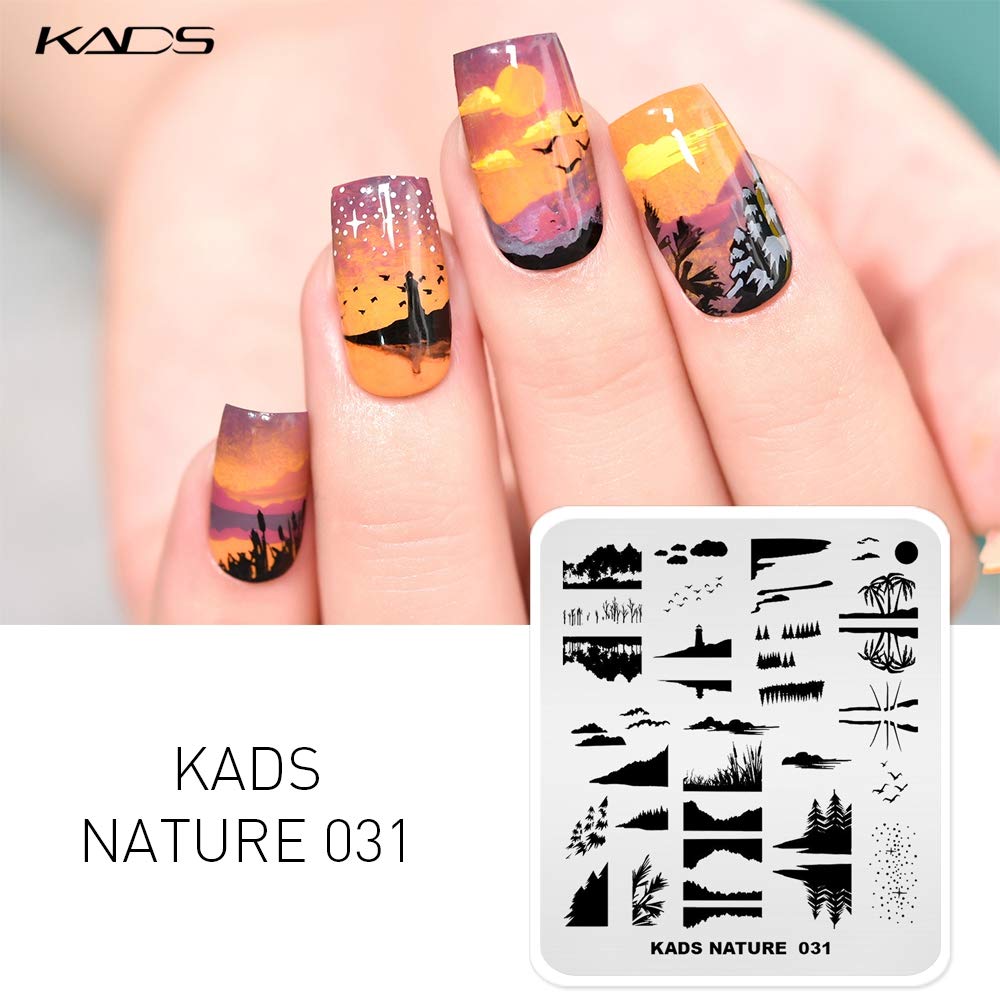 KADS Nail Stamping Plate Set - Nature Inspired Nail Art Templates for DIY Manicure & Nail Decoration (NA031) - Perfect for Home Salon, Professional Nail Artists & Gift Giving
