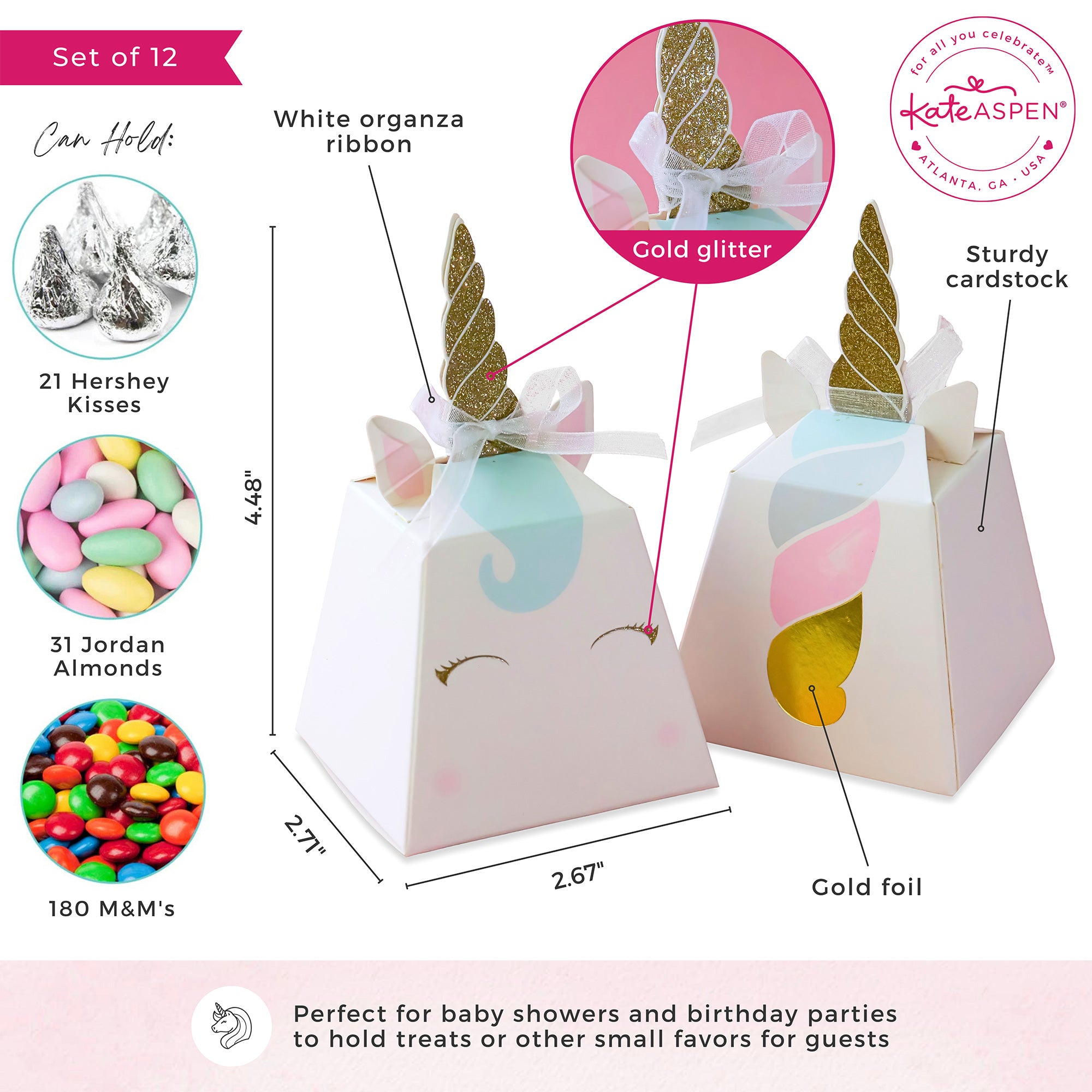 12-Pack Unicorn Party Favor Boxes for Kids Birthday, Baby Shower & Celebration - Cute Gift Boxes for Goodie Bags, Candy & Treats