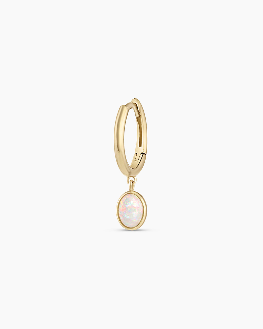 Opal Oval Single Huggie Earrings for Women - Dainty Gold Hoop Earrings for Everyday Wear | Perfect for Casual Outfits, Office, and Date Nights