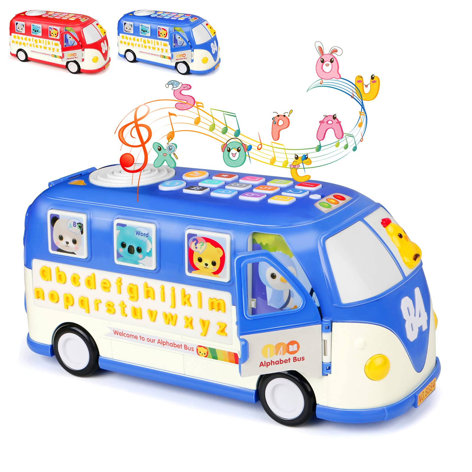 VIPointStar Educational Learning Toys - Interactive ABC & 123 School Bus with Keyboard Music for Toddlers Age 2-5 | Fun Alphabet Learning Toy for Boys & Girls | Perfect Gift for Preschool Classroom & Home Playtime