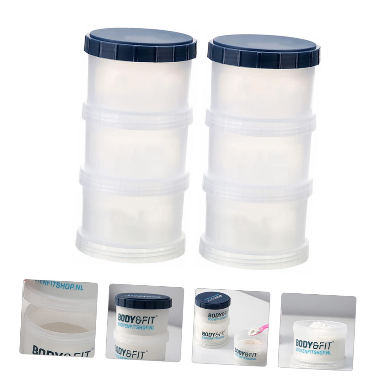 Abaodam 2-Pack Cartoon 3-Layer Baby Milk Powder Storage Container with Dispenser - 15.6x8cm White Portable Formula Holder for Travel, Home & Nursery Organization