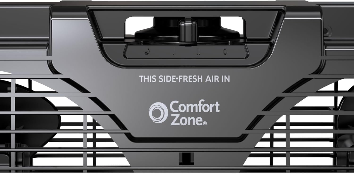 9 Inch Dual Window Fan with 3 Speed Settings - Auto-Locking Expanders & Removable Bug Screen - Quiet Cooling for Bedroom, Office & Home - Black (Ideal for Summer Cooling & Air Circulation)