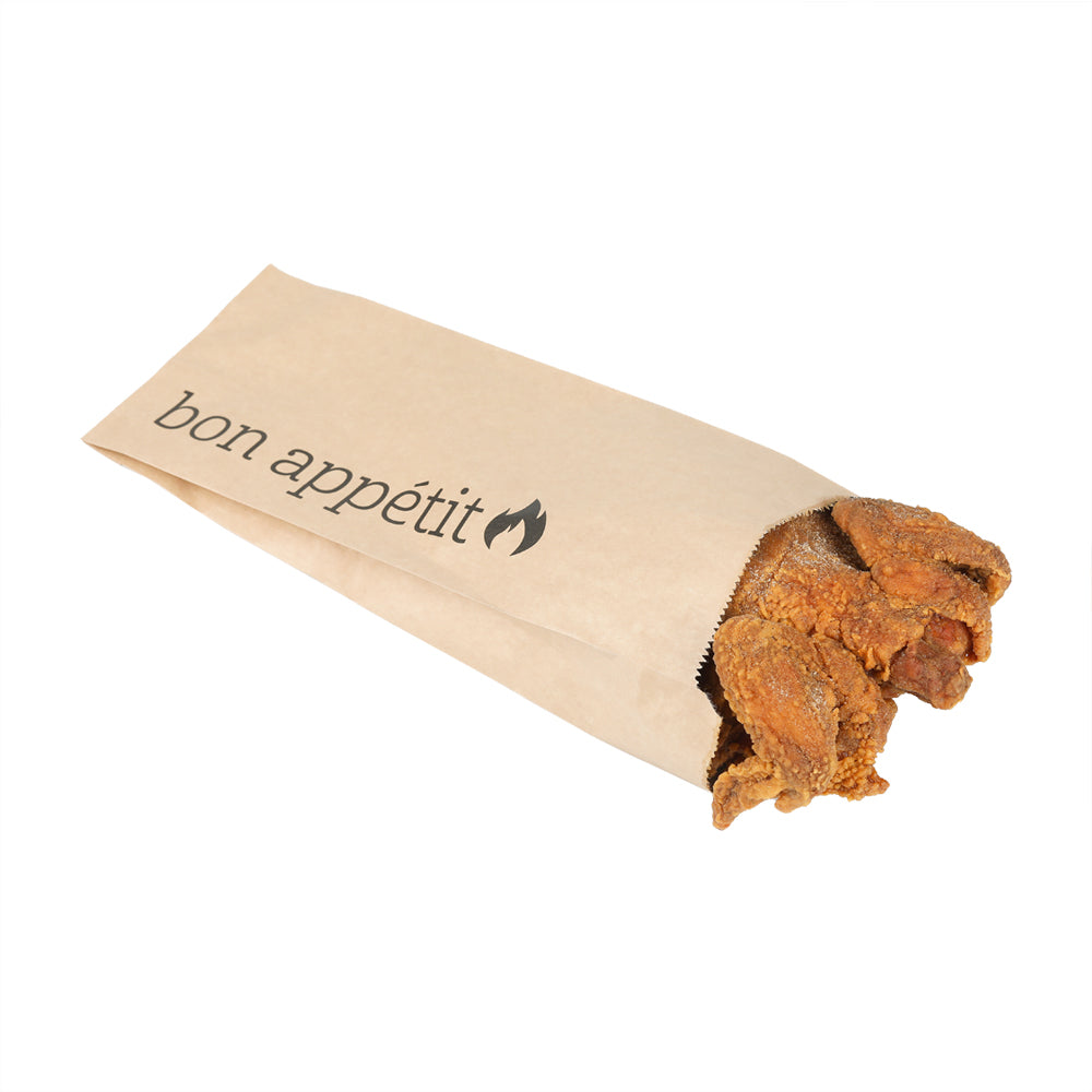 Eco-Friendly Kraft Paper Foil Bags with Bon Appetit Print - Pint Size (4.5