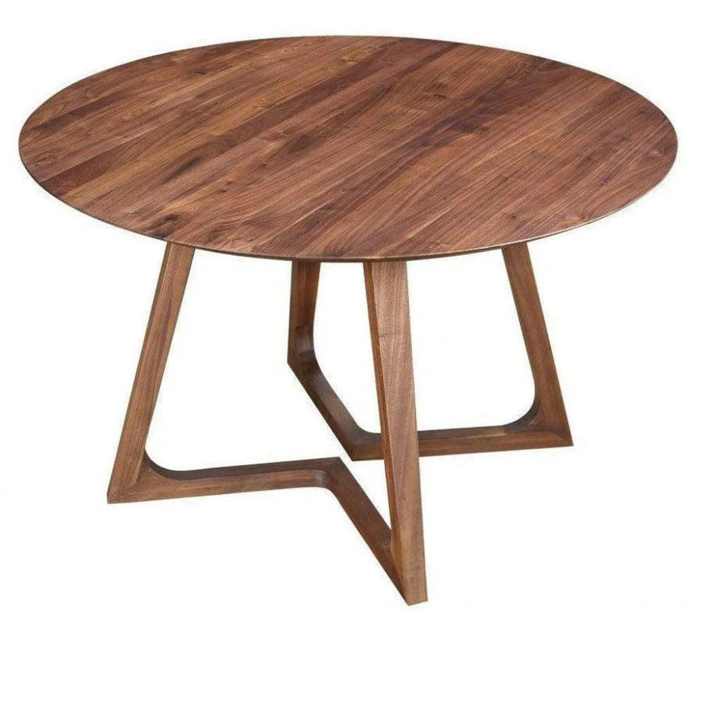 47 Inch Round Brown Mid Century Modern Dining Table - Perfect for Small Spaces, Kitchens, and Cozy Dining Rooms