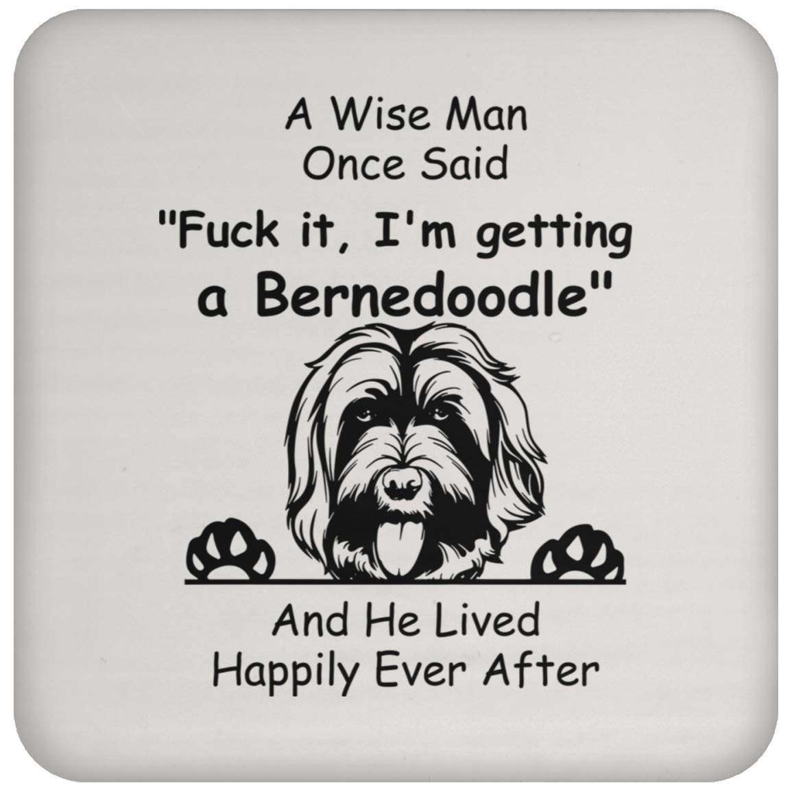 Funny Bernedoodle Coaster Set - Unique Gifts for Dog Lovers, Christmas & Birthday Presents for Men & Women - Perfect for Home, Office & Bar Decor