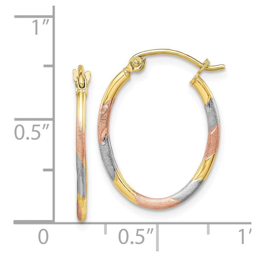 10K Two-Tone Gold & Rhodium Diamond Cut Hoop Earrings - White, Yellow & Rose Gold for Women | Perfect for Weddings, Parties & Everyday Elegance
