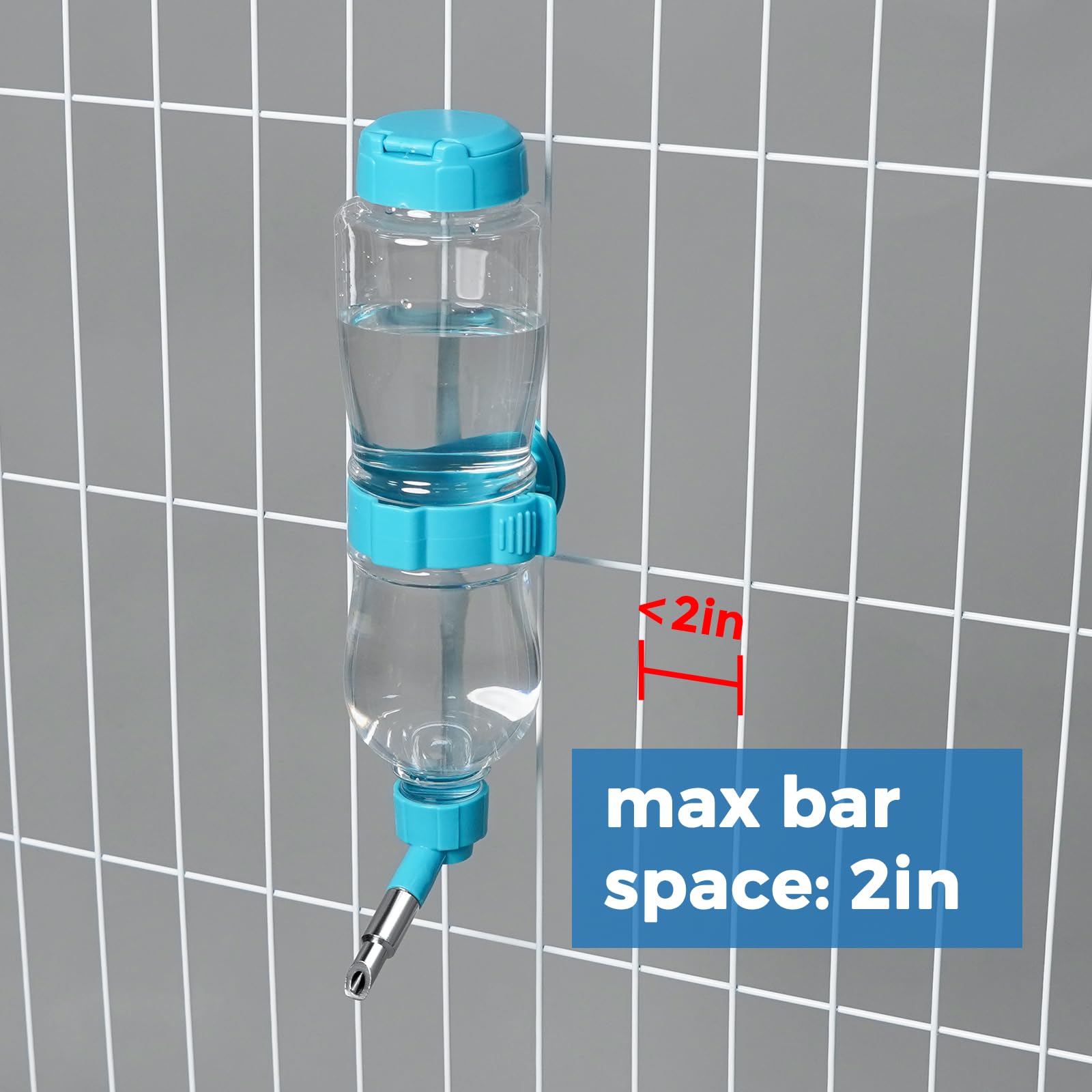 VANNON 17oz Small Animal Water Bottle for Cage - Chewproof Top Fill Pet Water Dispenser for Rabbits, Guinea Pigs, Ferrets, Chinchillas & Rodents - Perfect for Crates, Travel & Home Use (Blue)