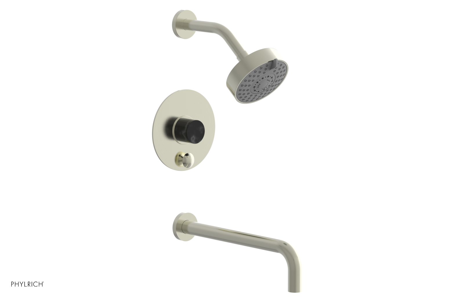 BASIC II 12 Pressure Balance Tub and Shower Set - Black Marble Finish, 230 28 12 - Perfect for Modern Bathroom Renovations & Spa-Like Showers